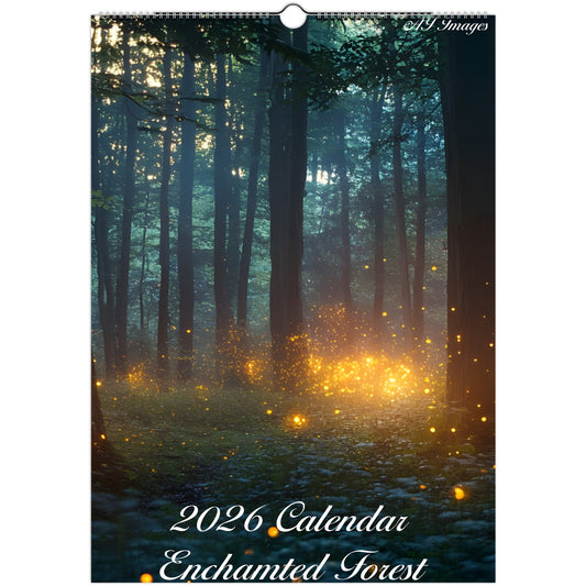 Enchanted Forest 2026 A3 wall calendar front cover
