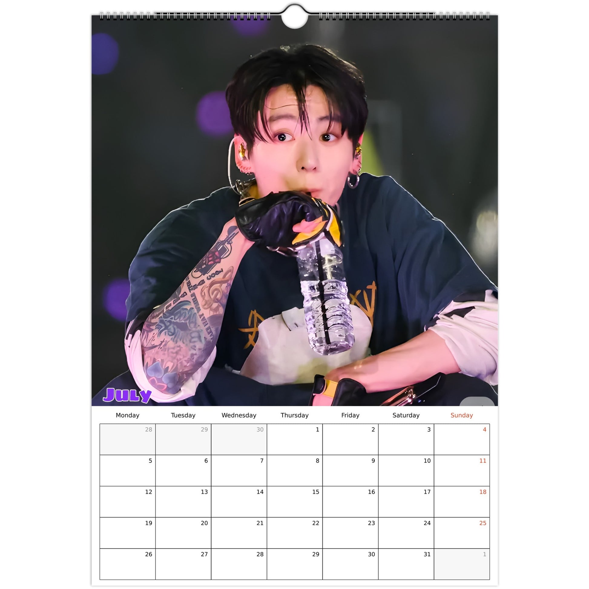BTS Jungkook Calendar 2027 July page