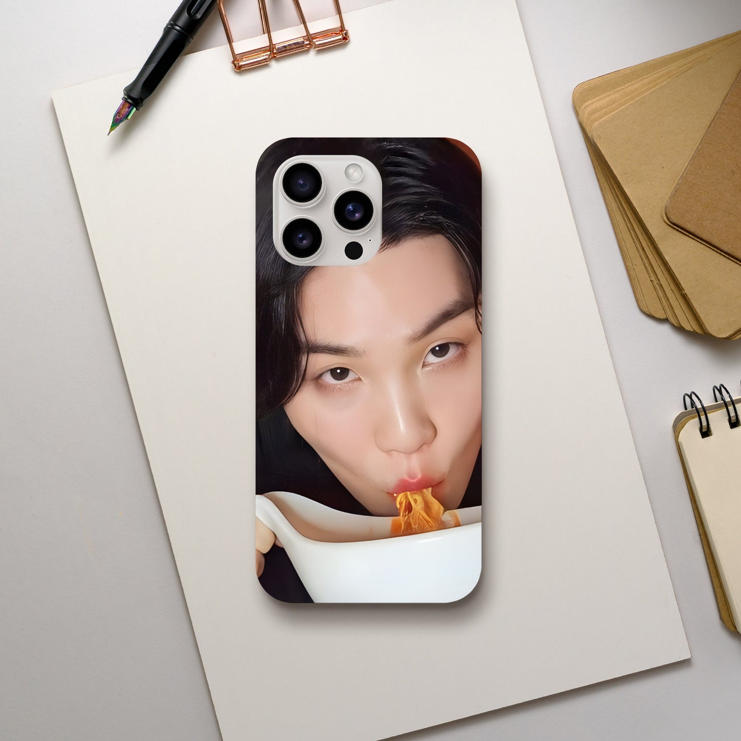 Funny BTS iPhone case with noodle image