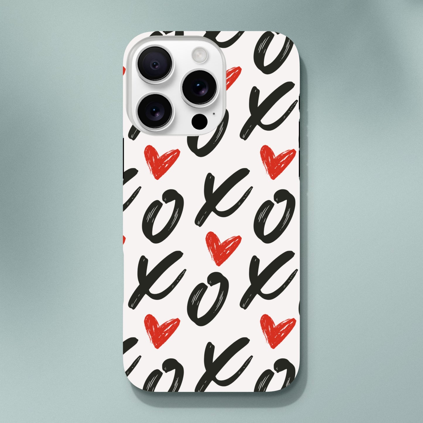 Modern white iPhone tough case with red romantic 