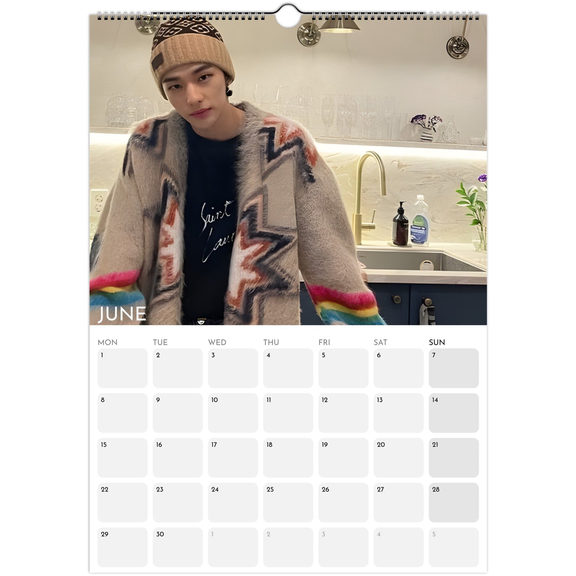 Stray Kids Hyunjin Boyfriend Style 2026 A3 wall calendar June