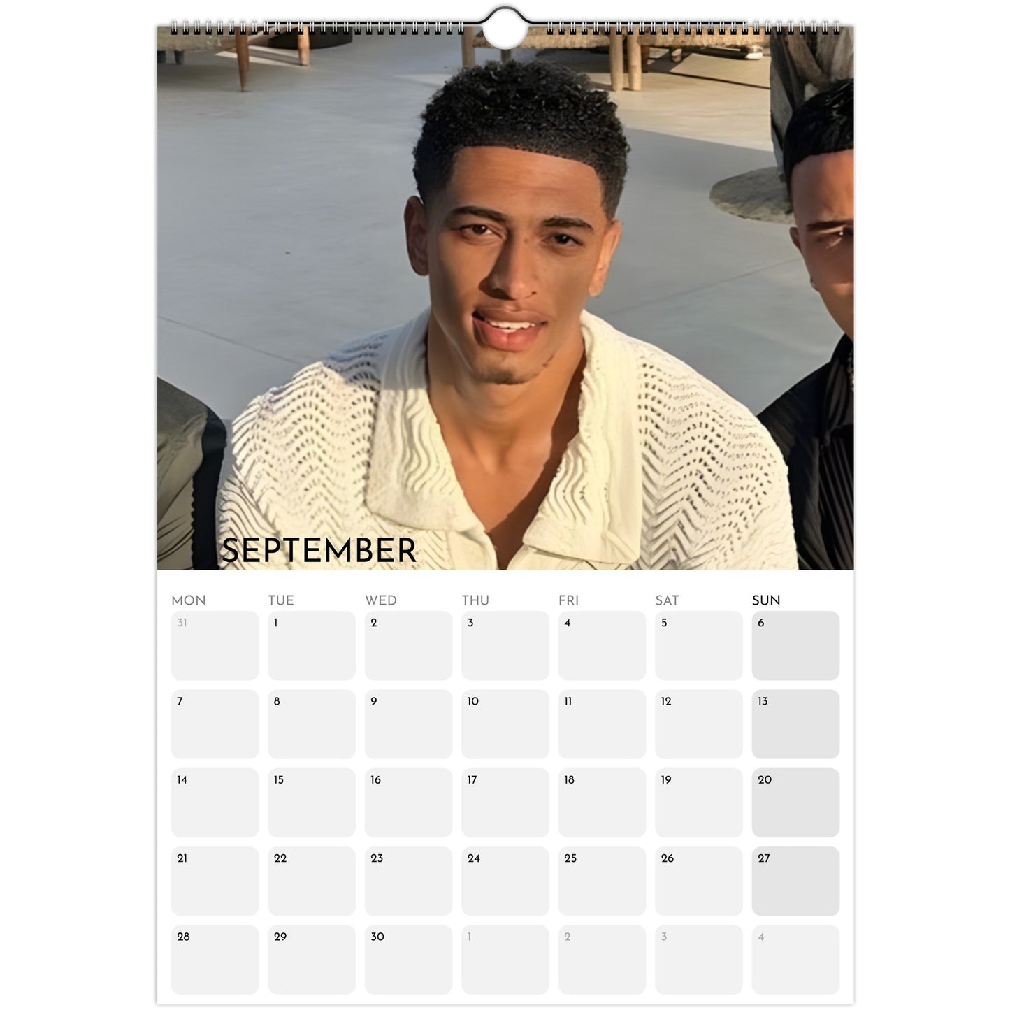 Jude Bellingham 2026 A3 wall calendar September