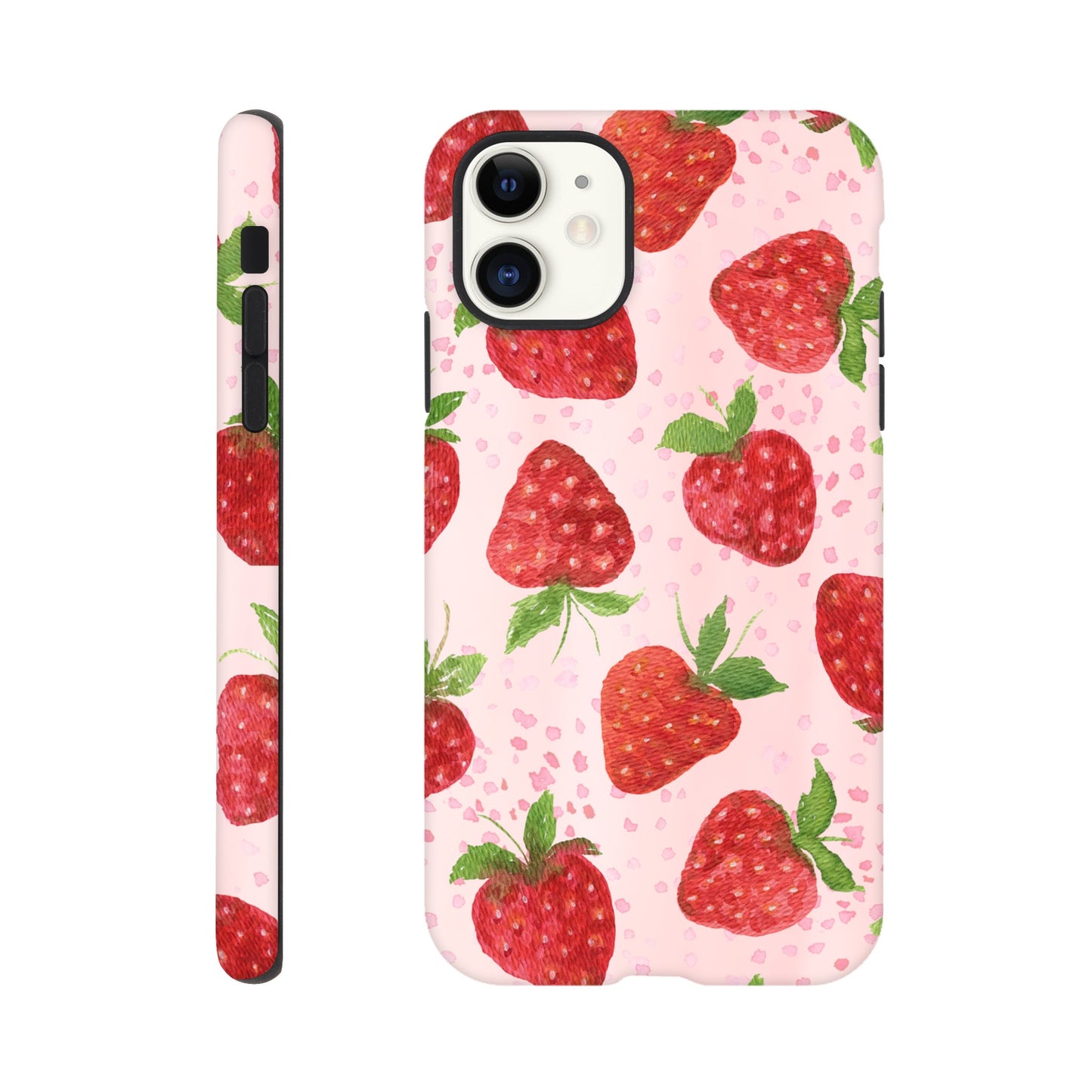 Protective iPhone case with cute strawberry aesthetic design