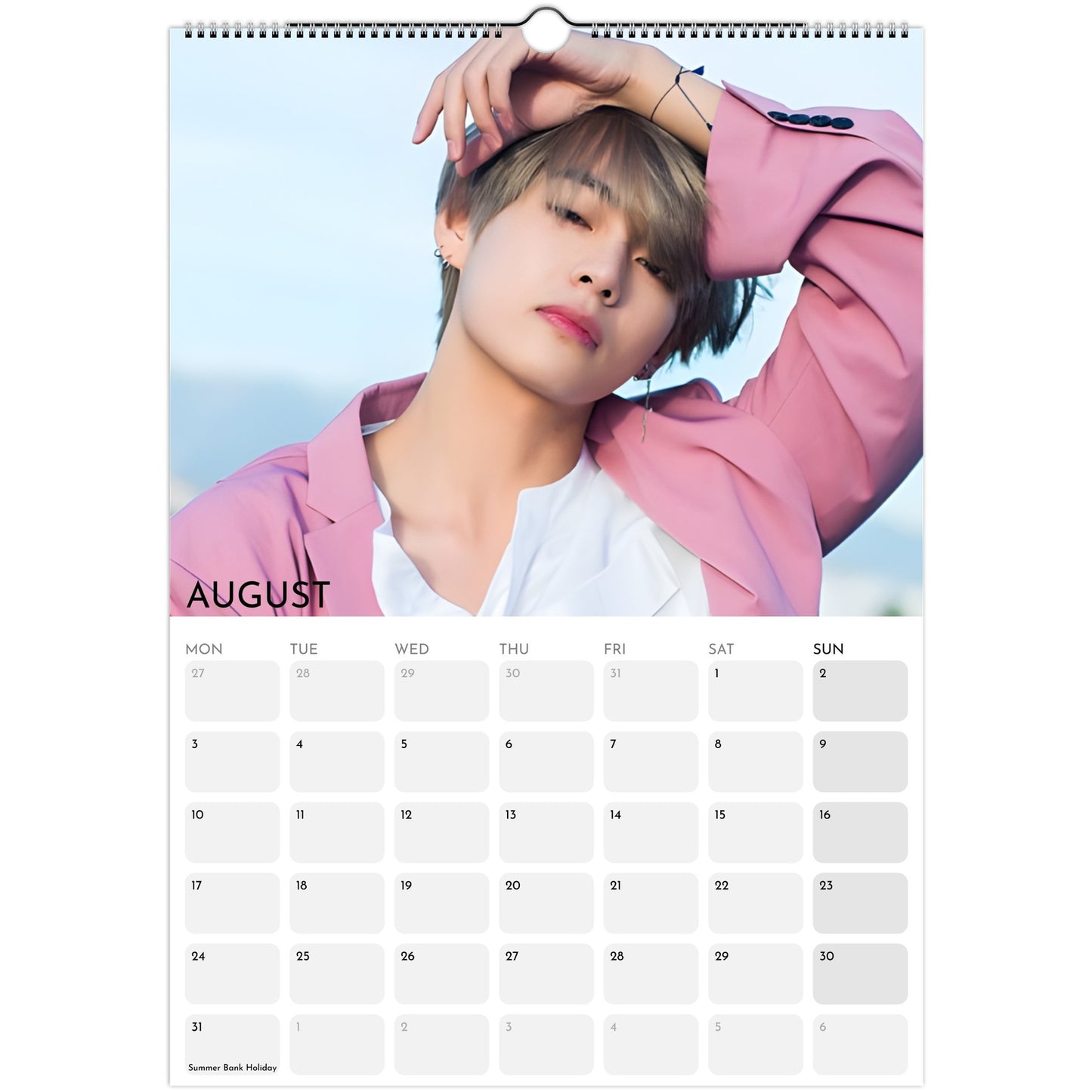 BTS V Kim Taehyung 2026 A3 wall calendar August