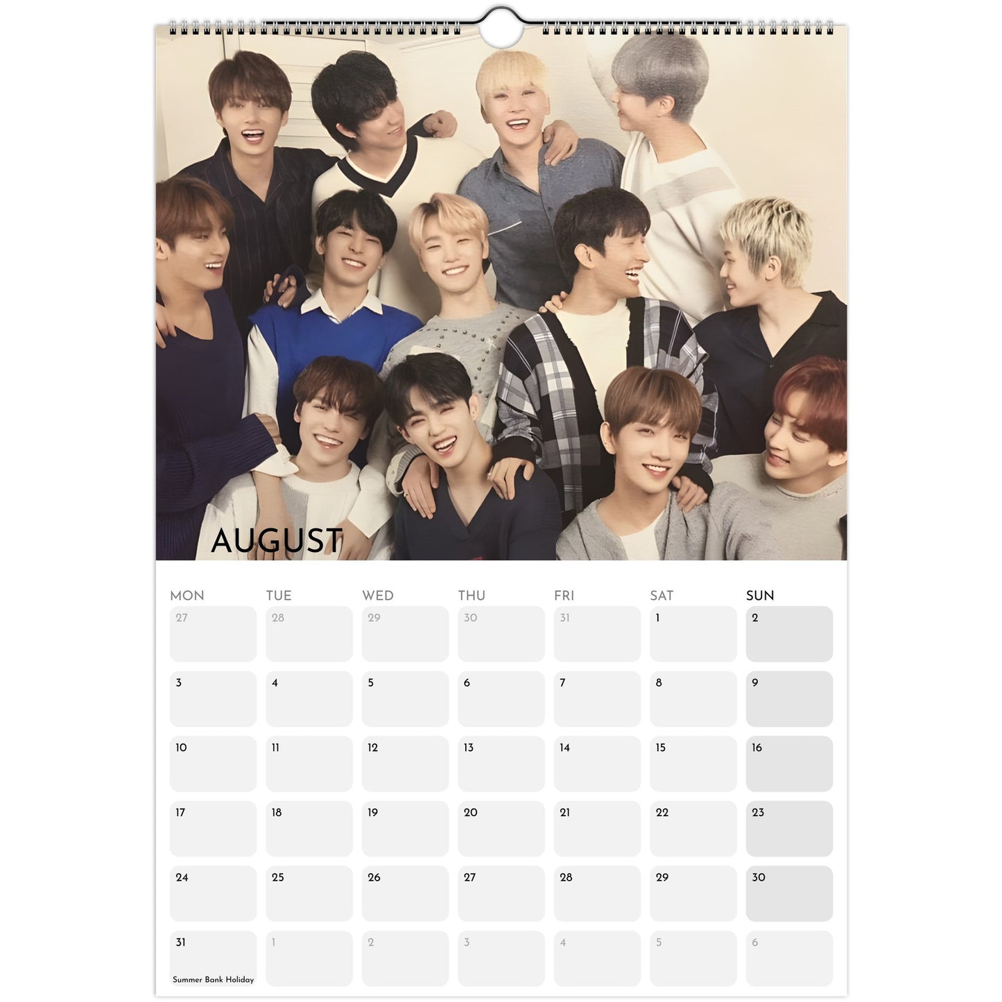 Seventeen 2026 A3 wall calendar August