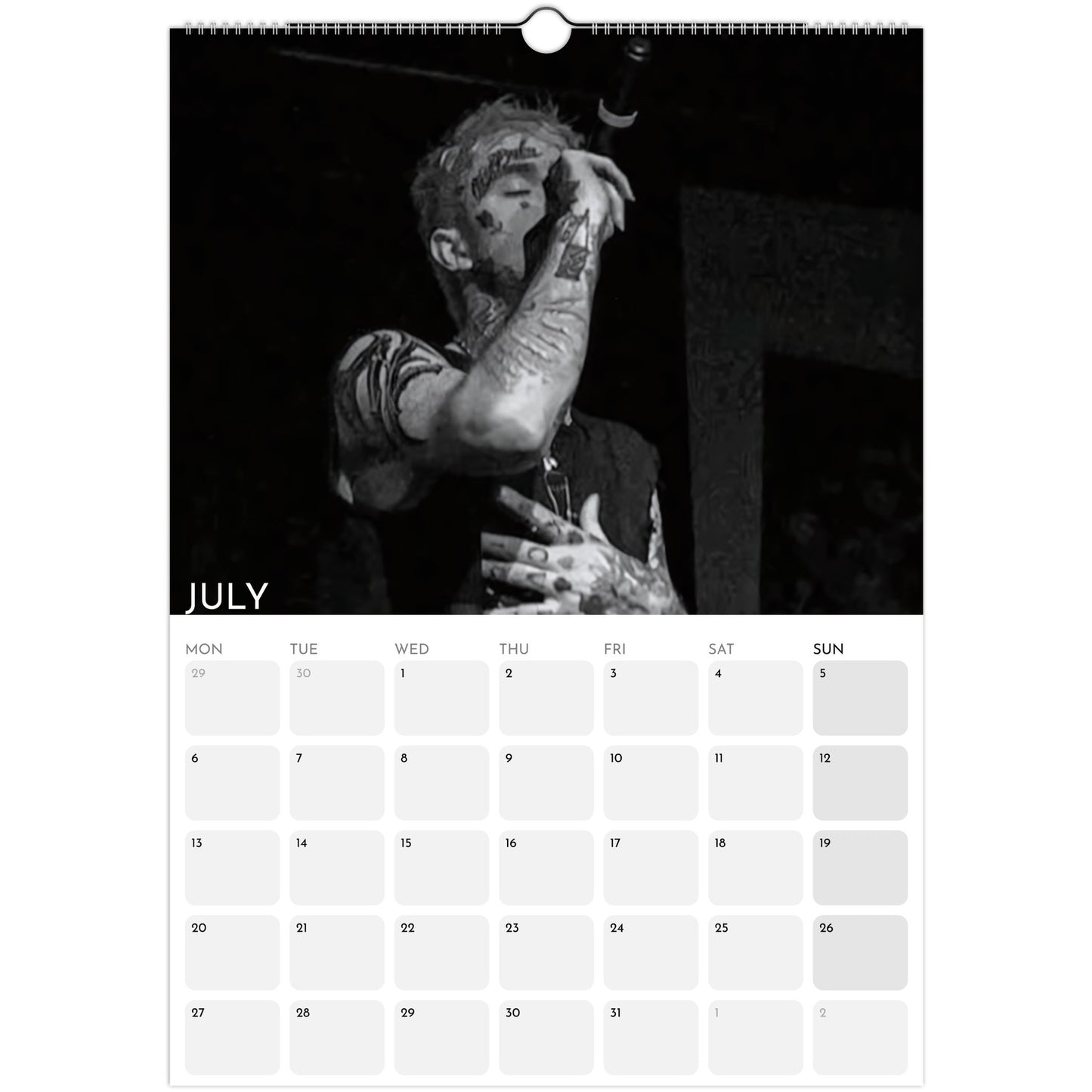Lil Peep 2026 A3 wall calendar Juiy