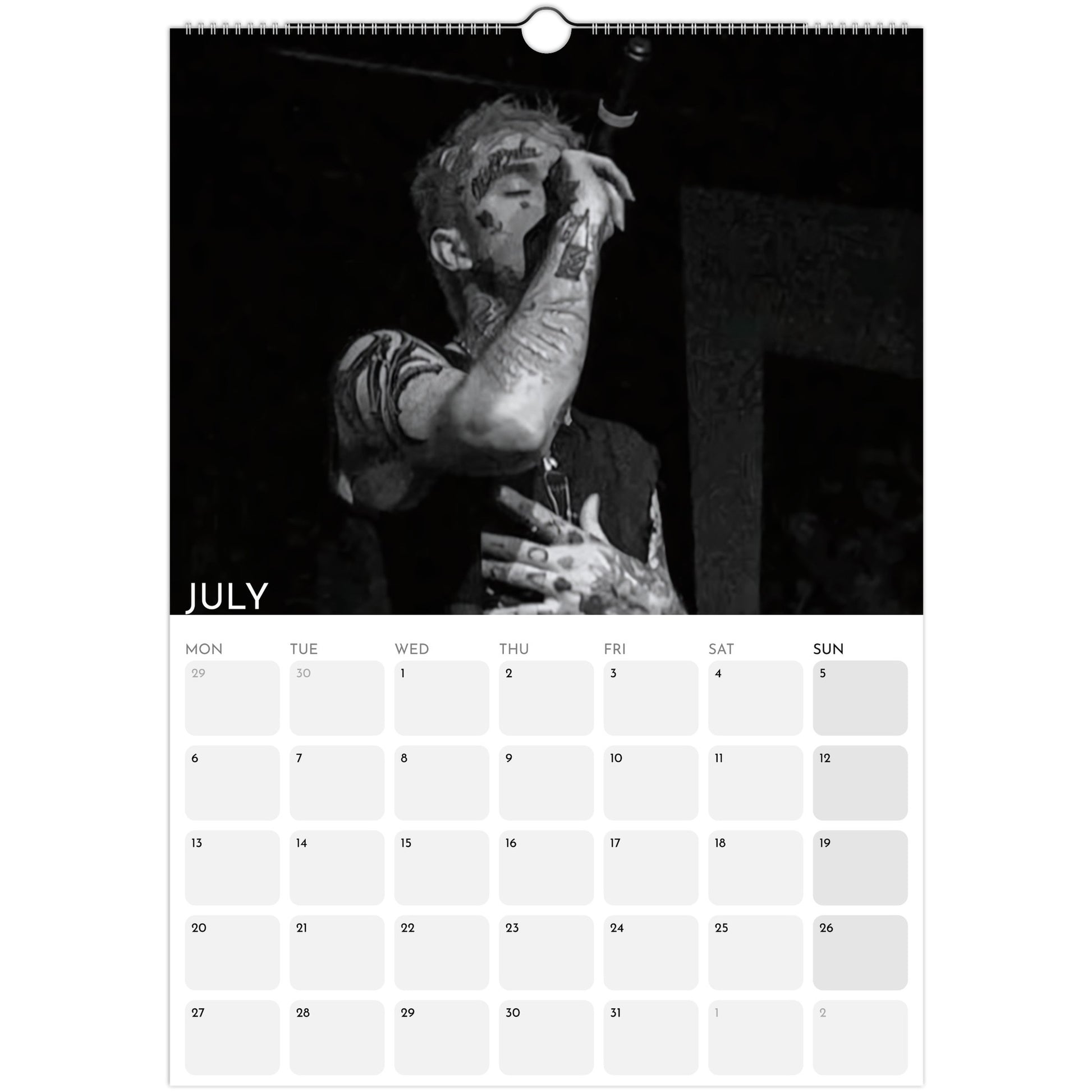 Lil Peep 2026 A3 wall calendar Juiy