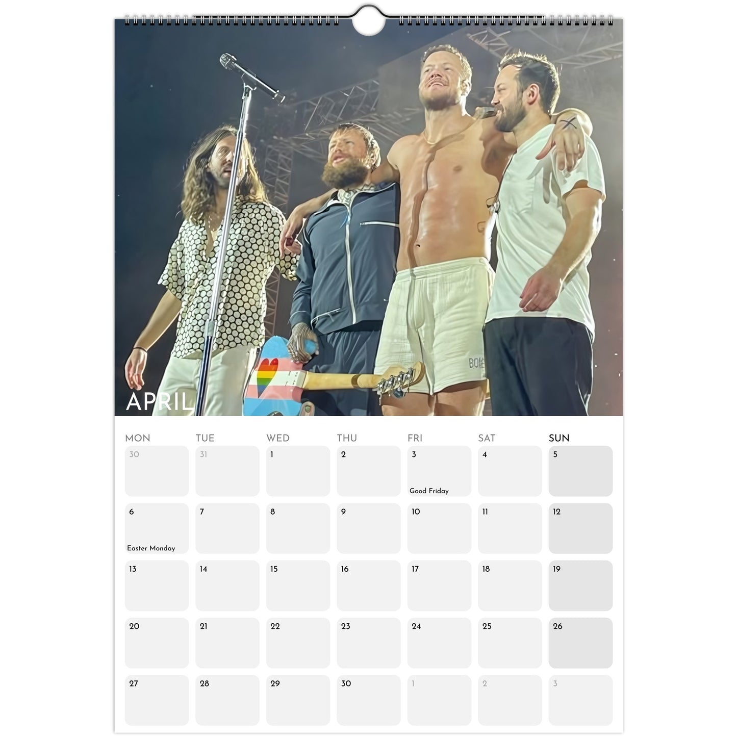 Imagine Dragons 2026 A3 wall calendar April