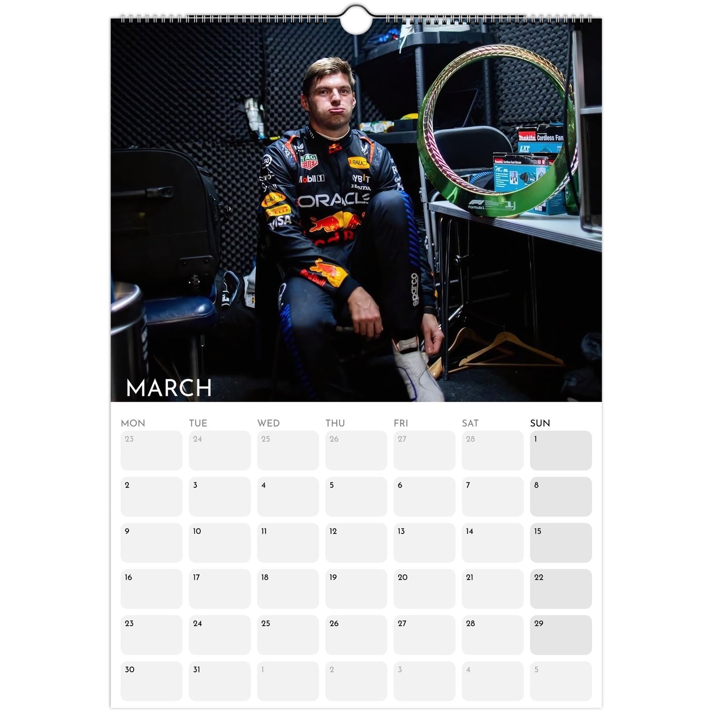 Max Verstappen 2026 A3 wall calendar March