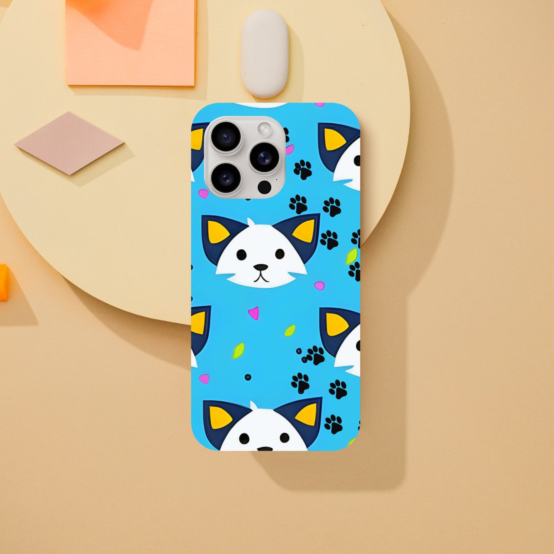 iPhone tough case with cute cat graphic