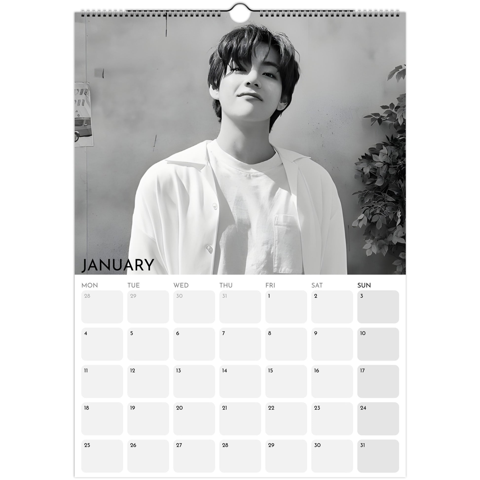 BTS Taehyung V 2026 A3 boyfriend‑style wall calendar January 2027