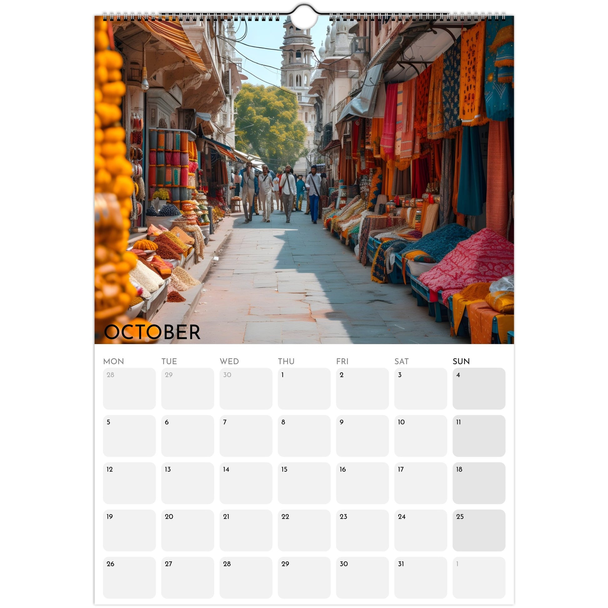 Beautiful India 2026 A3 wall calendar October