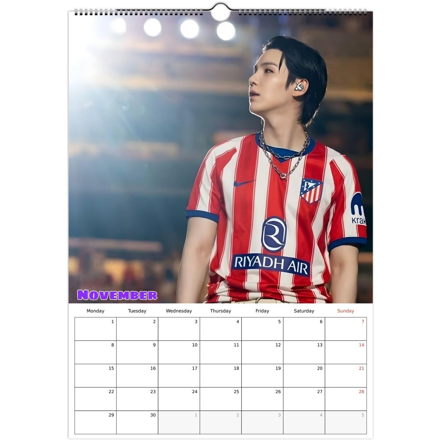 BTS SUGA Calendar November page