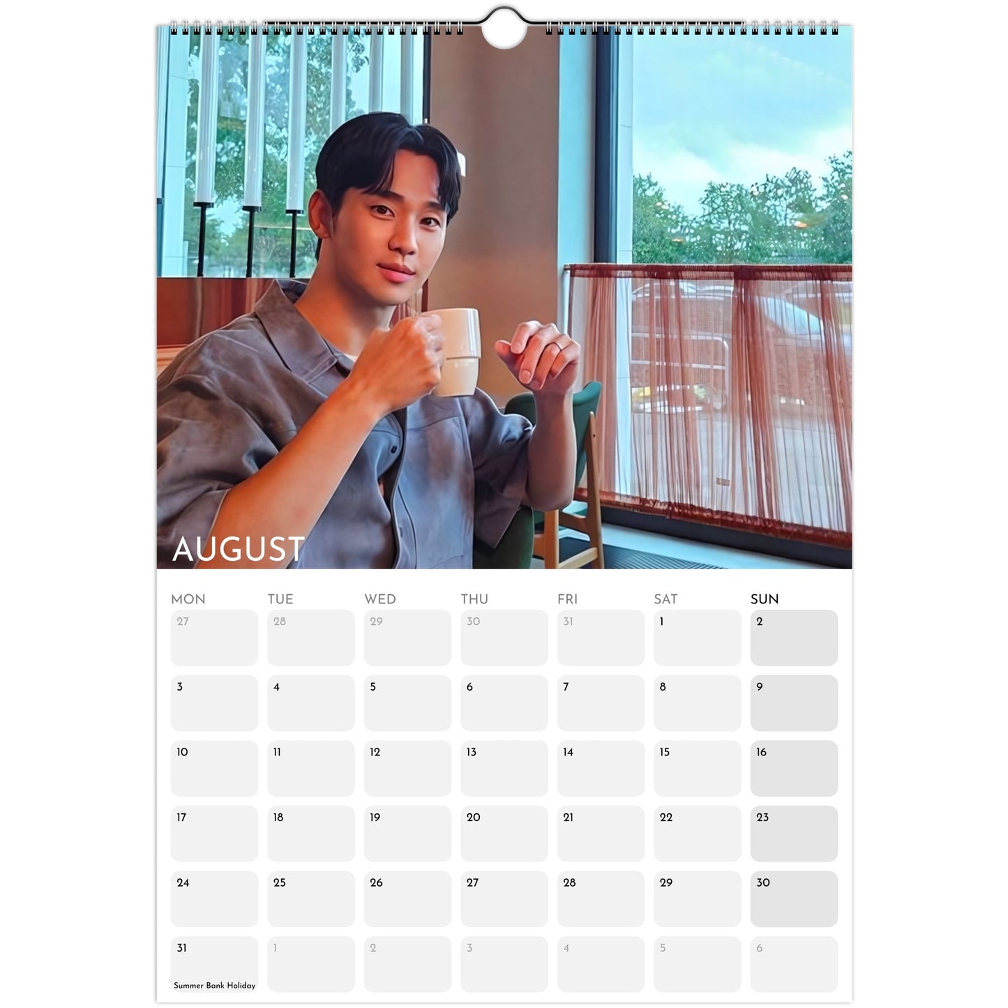 Kim Soo‑hyun 2026 A3 wall calendar August