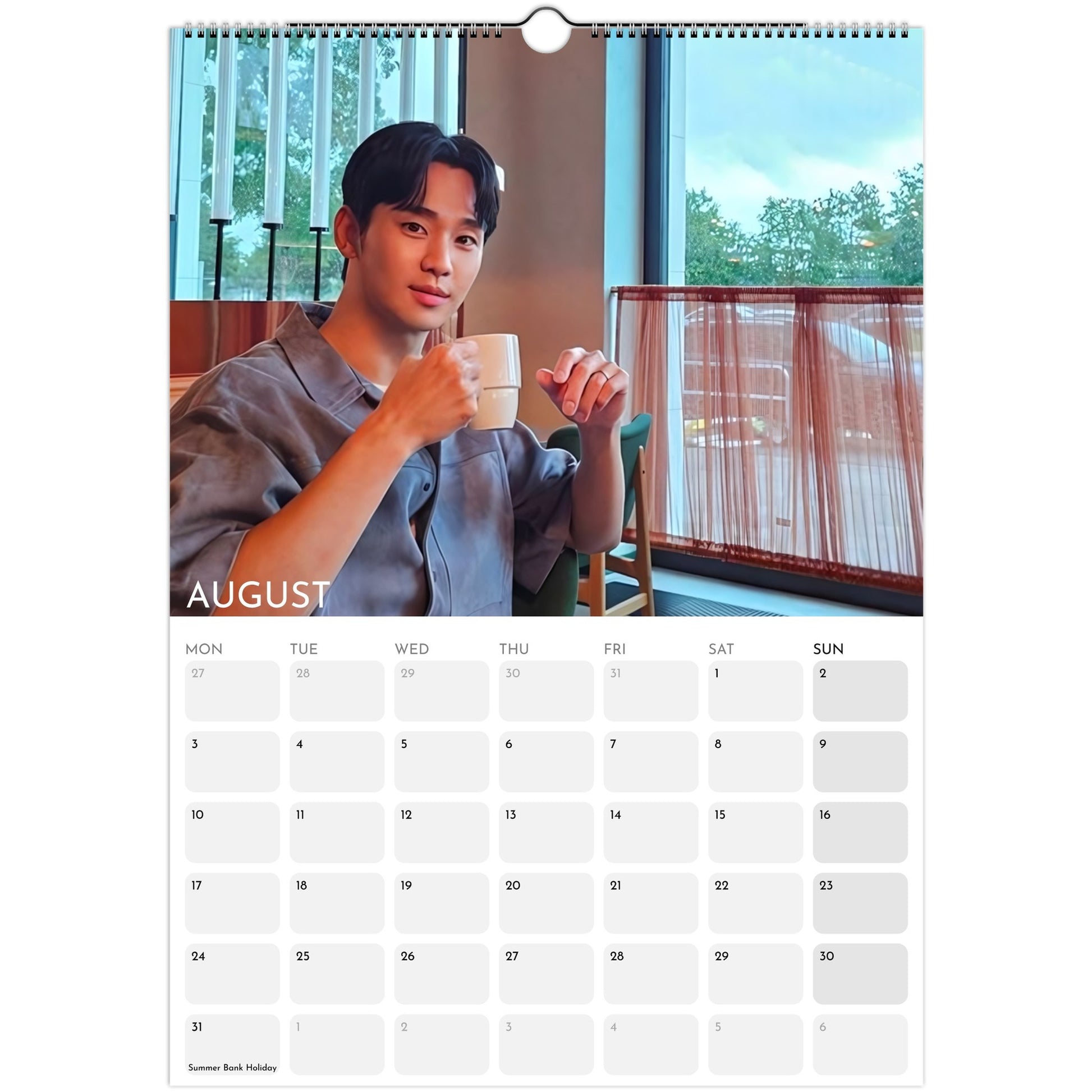 Kim Soo‑hyun 2026 A3 wall calendar August