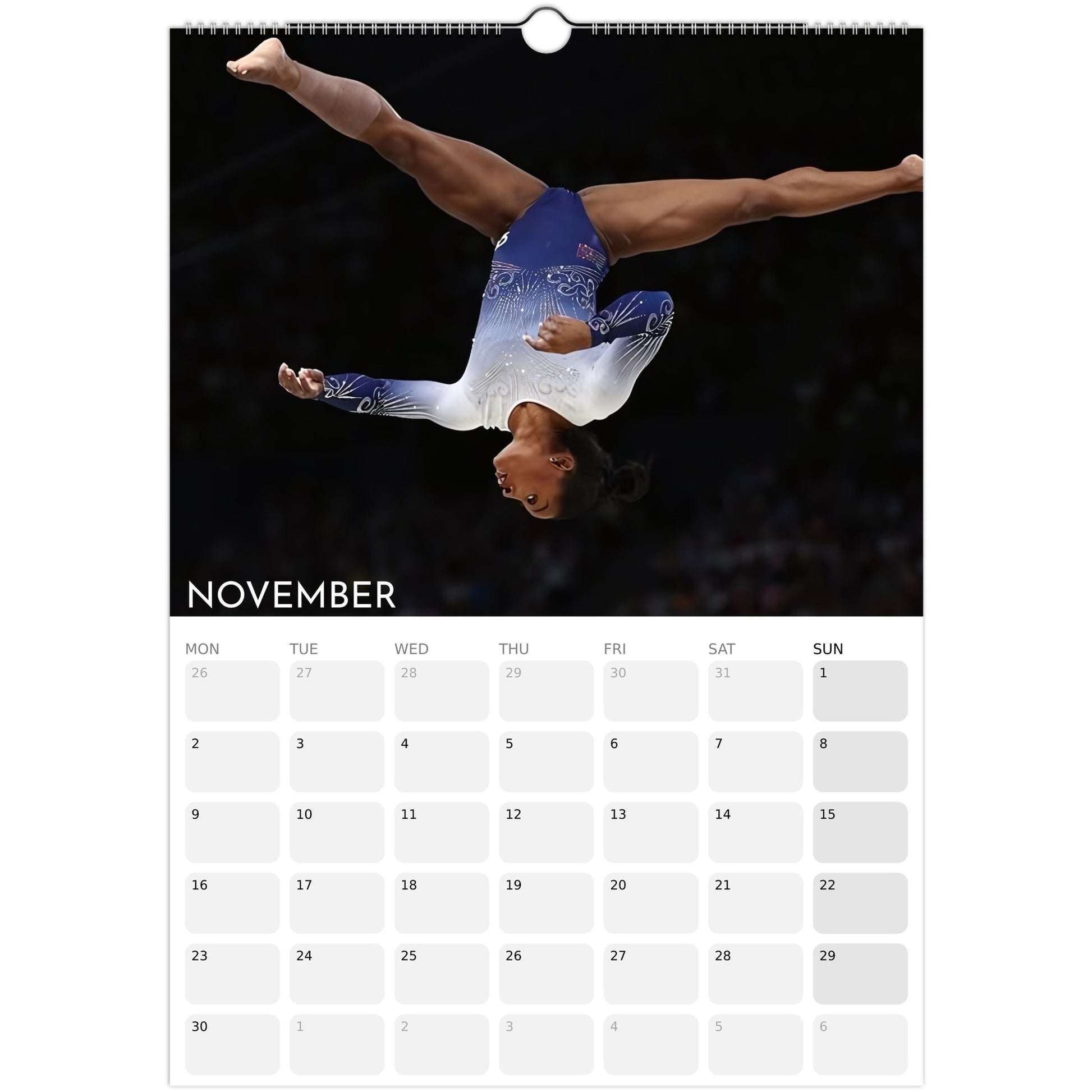 Simone Biles 2026 A3 wall calendar November