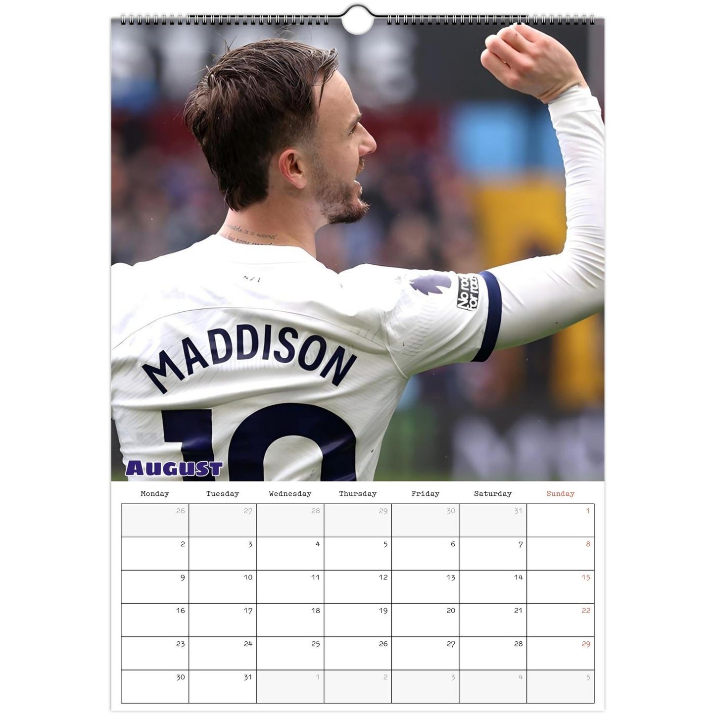 Tottenham Calendar August page