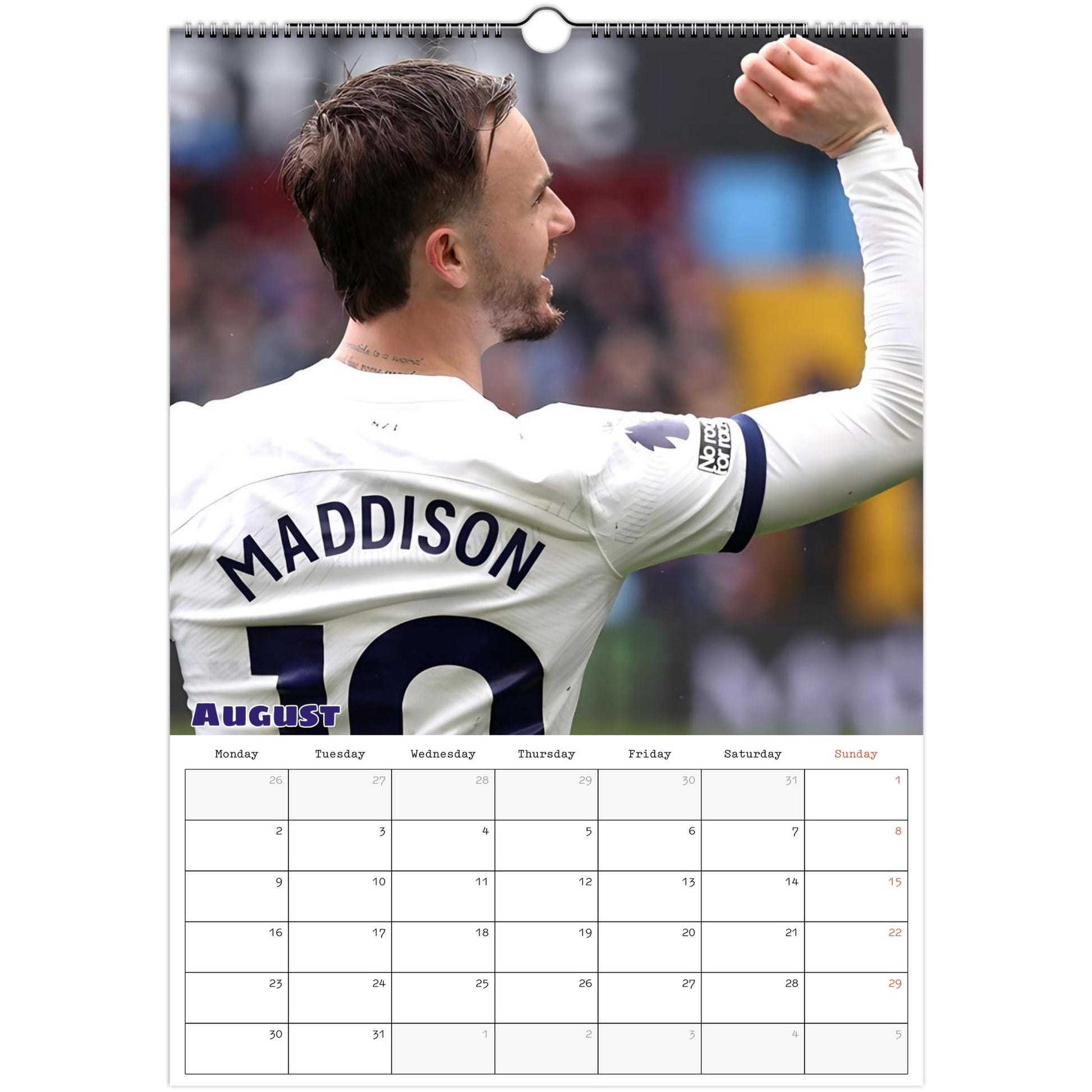 Tottenham Calendar August page