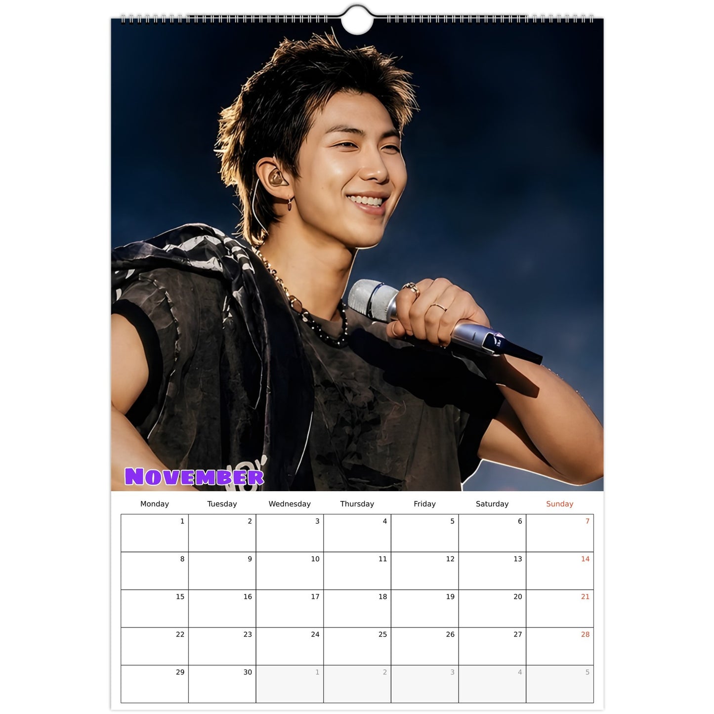 BTS RM Calendar 2027 November page