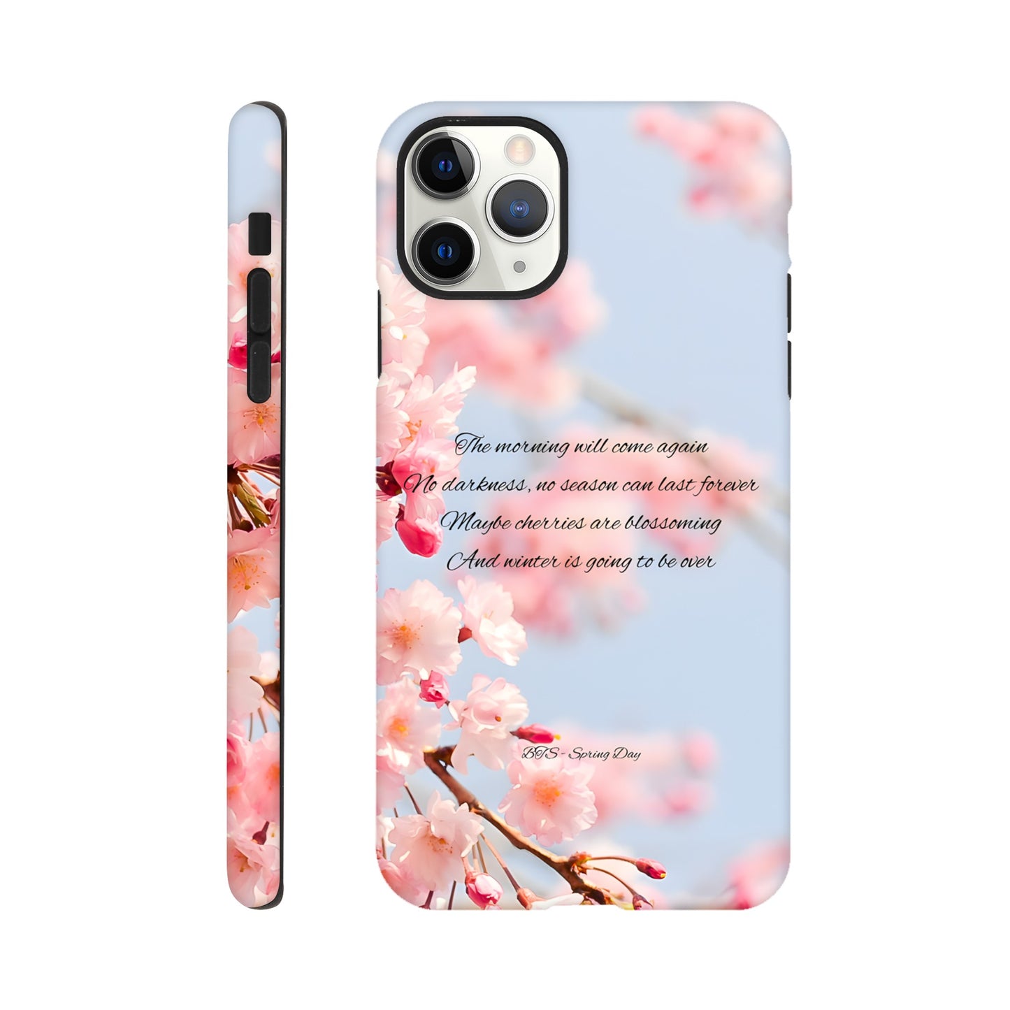 BTS inspired protective iPhone case with soft Spring Day tones