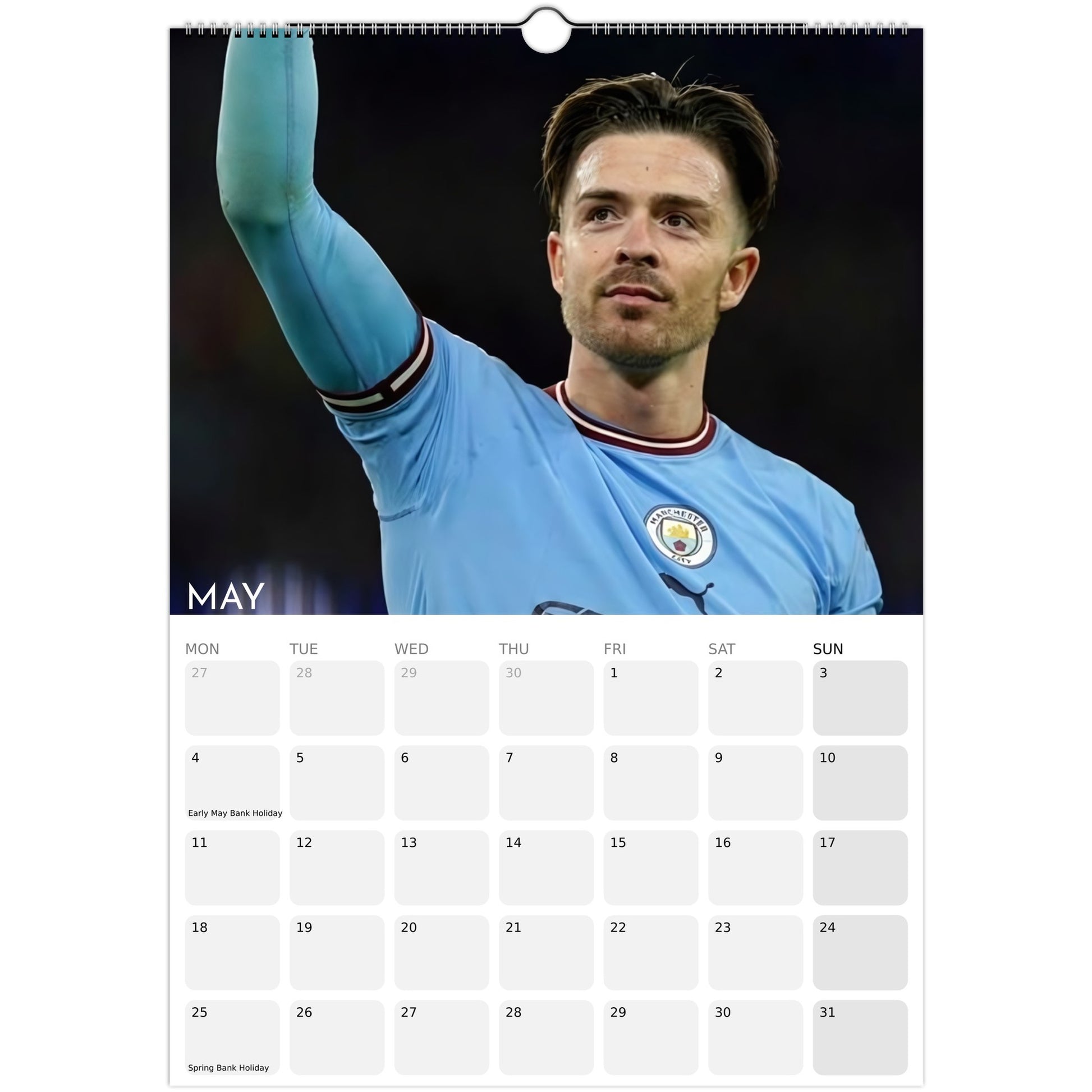 Jack Grealish 2026 A3 wall calendar May