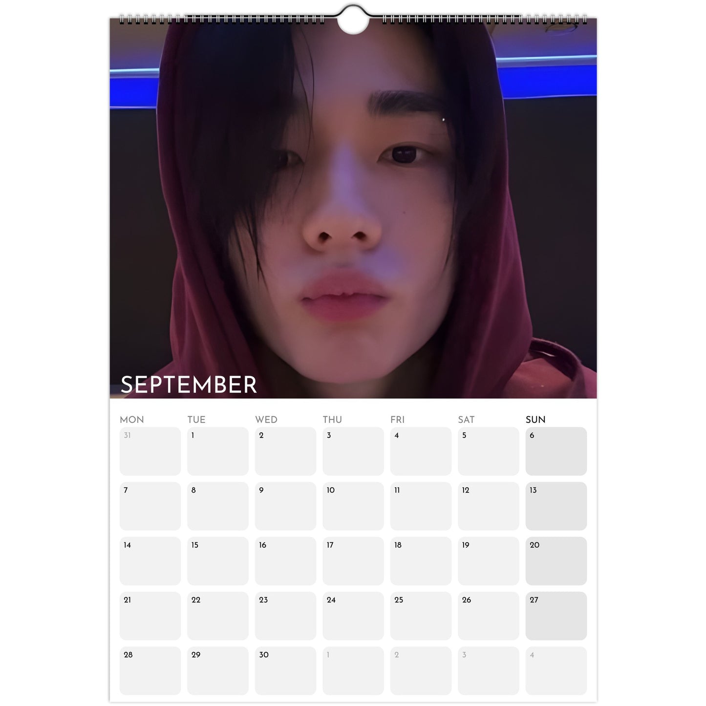 Stray Kids Hyunjin Boyfriend Style 2026 A3 wall calendar September