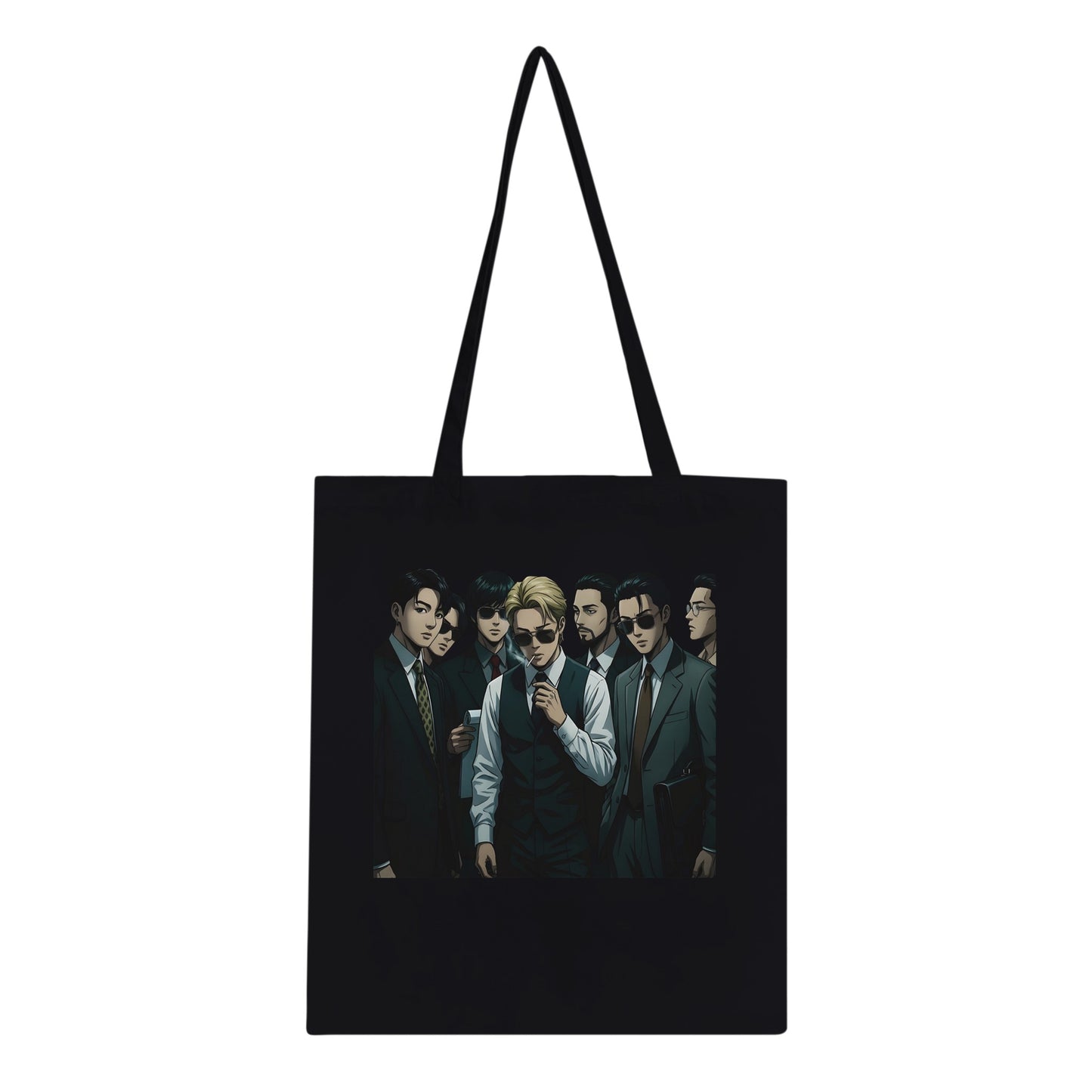 BTS single design tote bag in black canvas