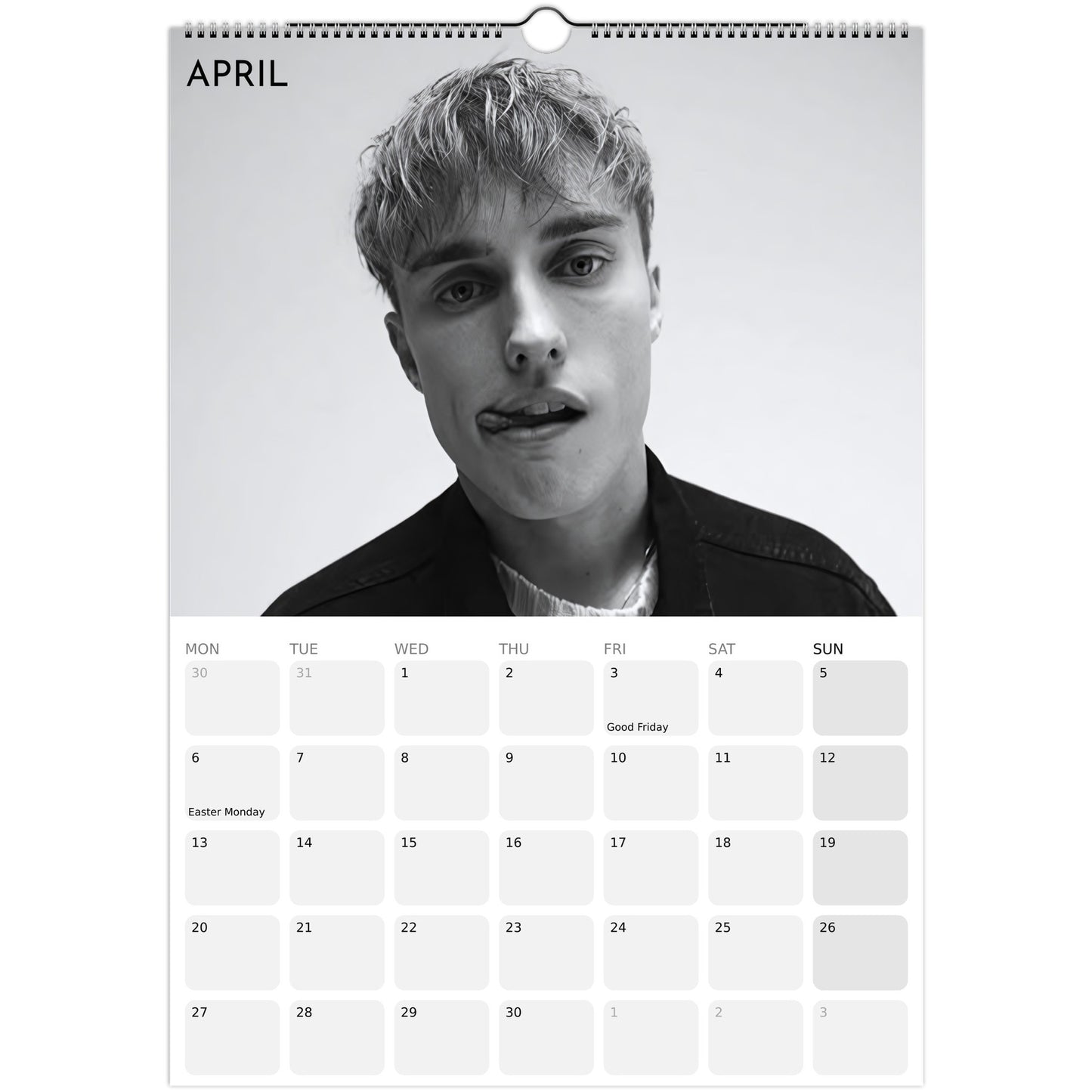 Sam Fender 2026 A3 wall calendar April