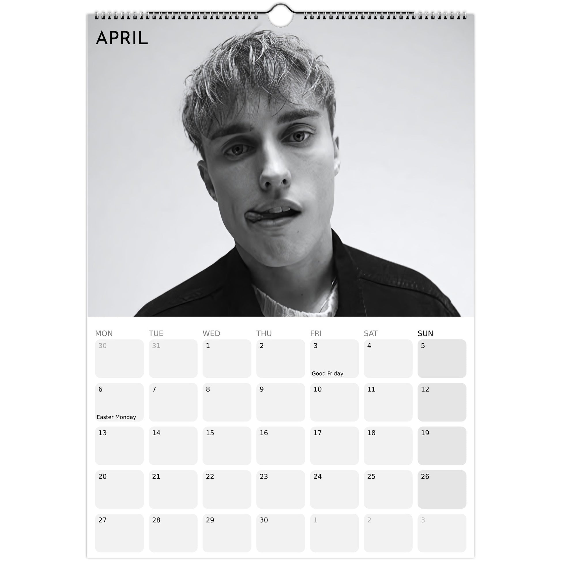 Sam Fender 2026 A3 wall calendar April