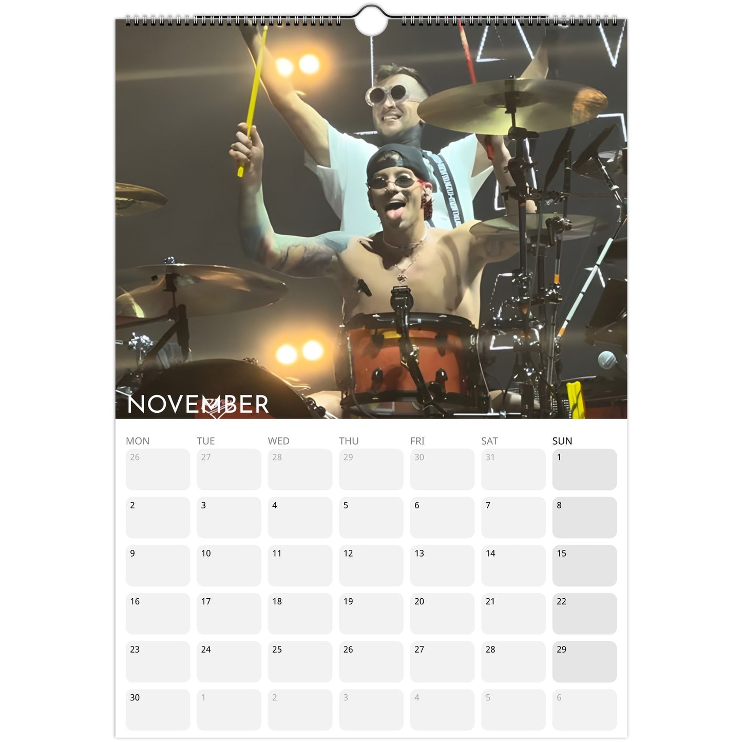 Twenty One Pilots 2026 A3 wall calendar November