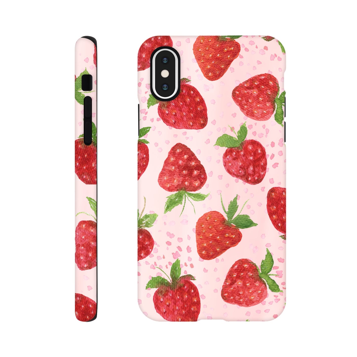Cute strawberry iPhone tough case with anti‑scratch coating