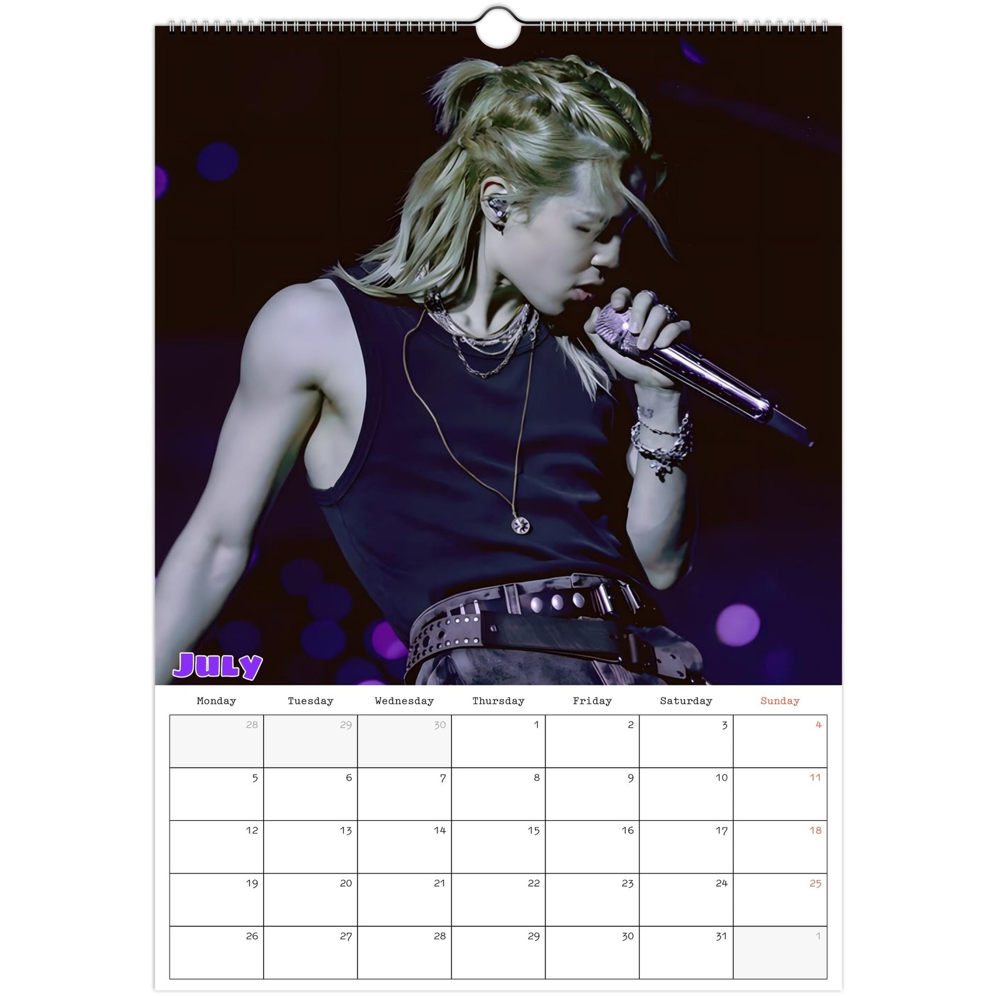 BTS Jimin Calendar 2027 July page