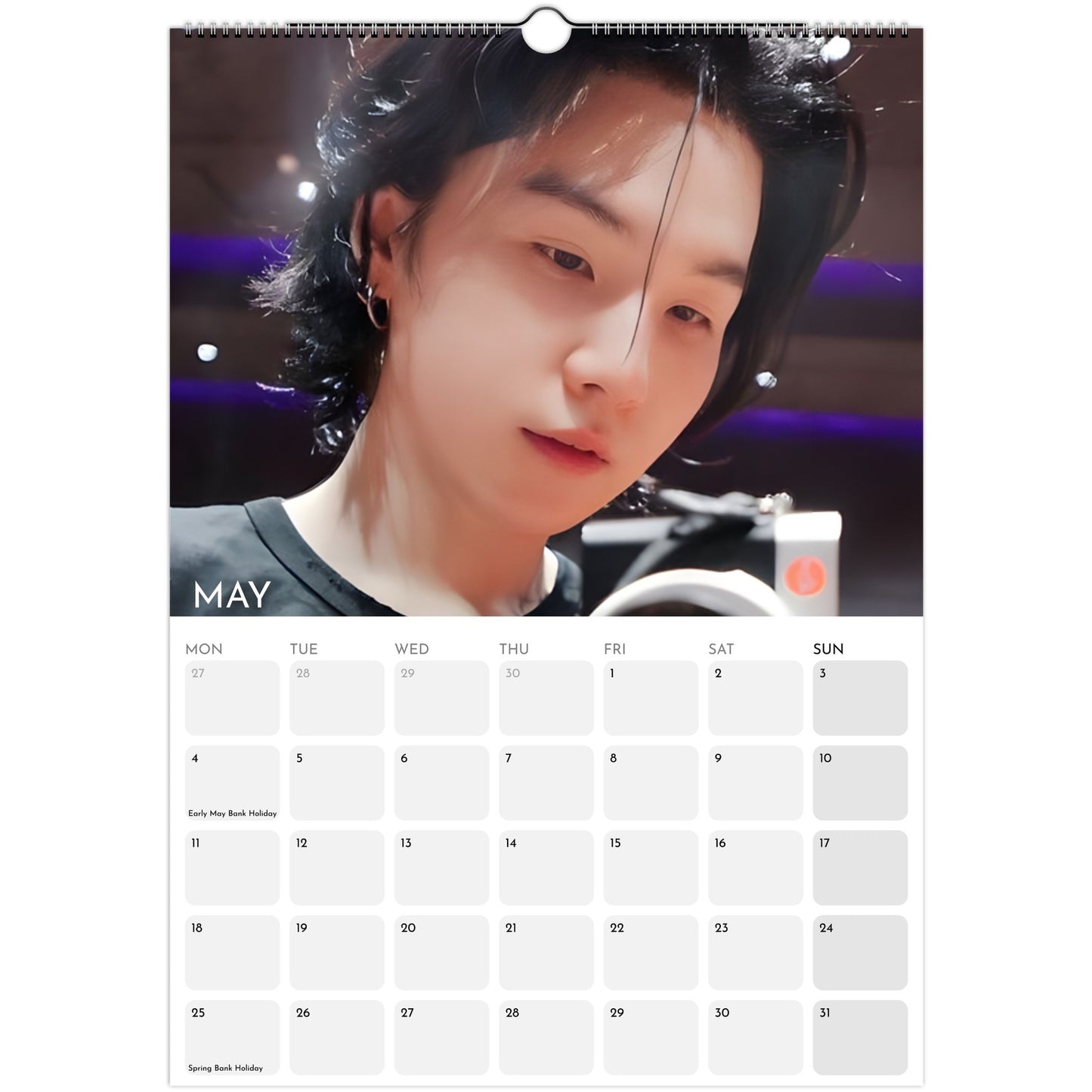 BTS Suga Yoongi 2026 A3 boyfriend style calendar May