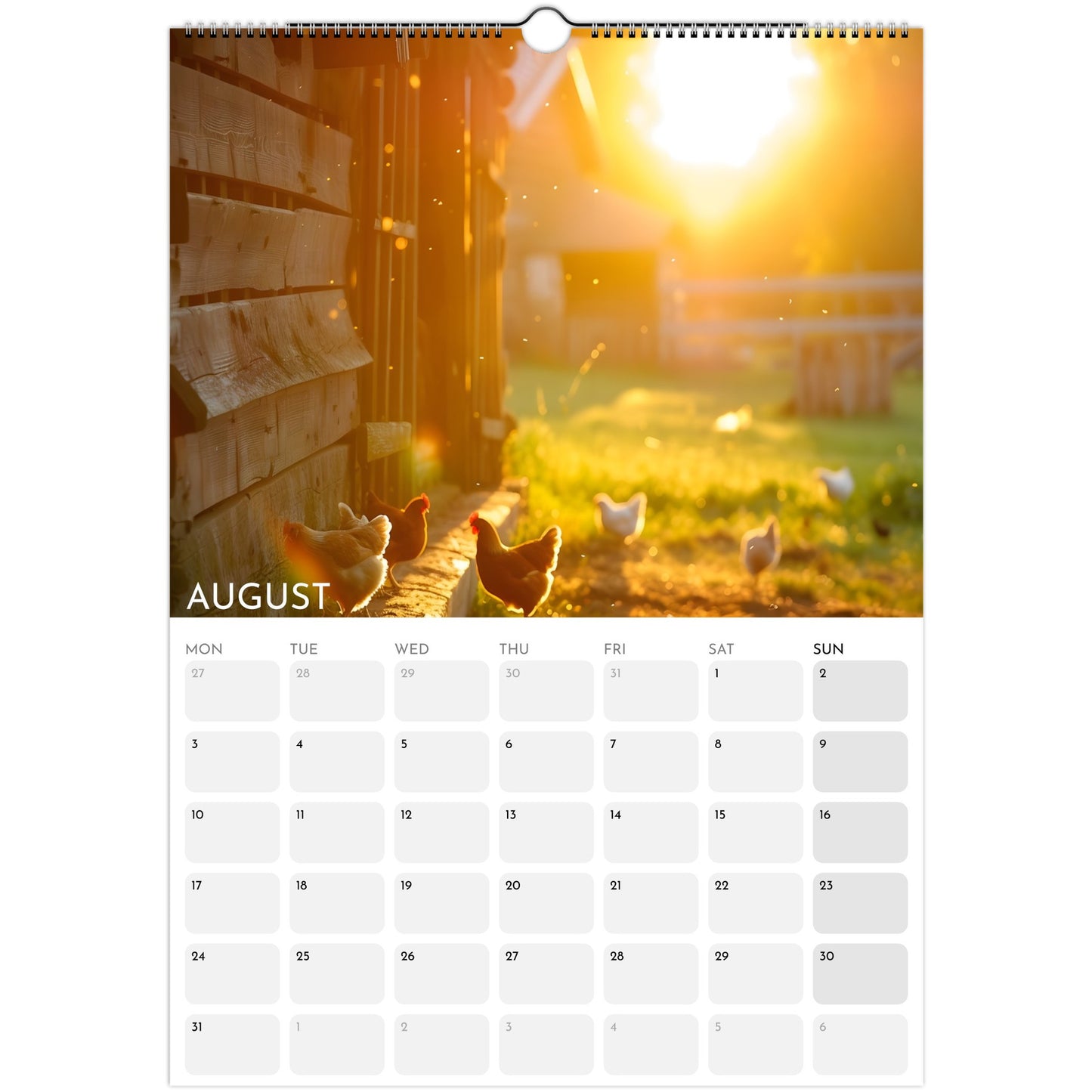 Dreams of Simplicity 2026 A3 wall calendar August