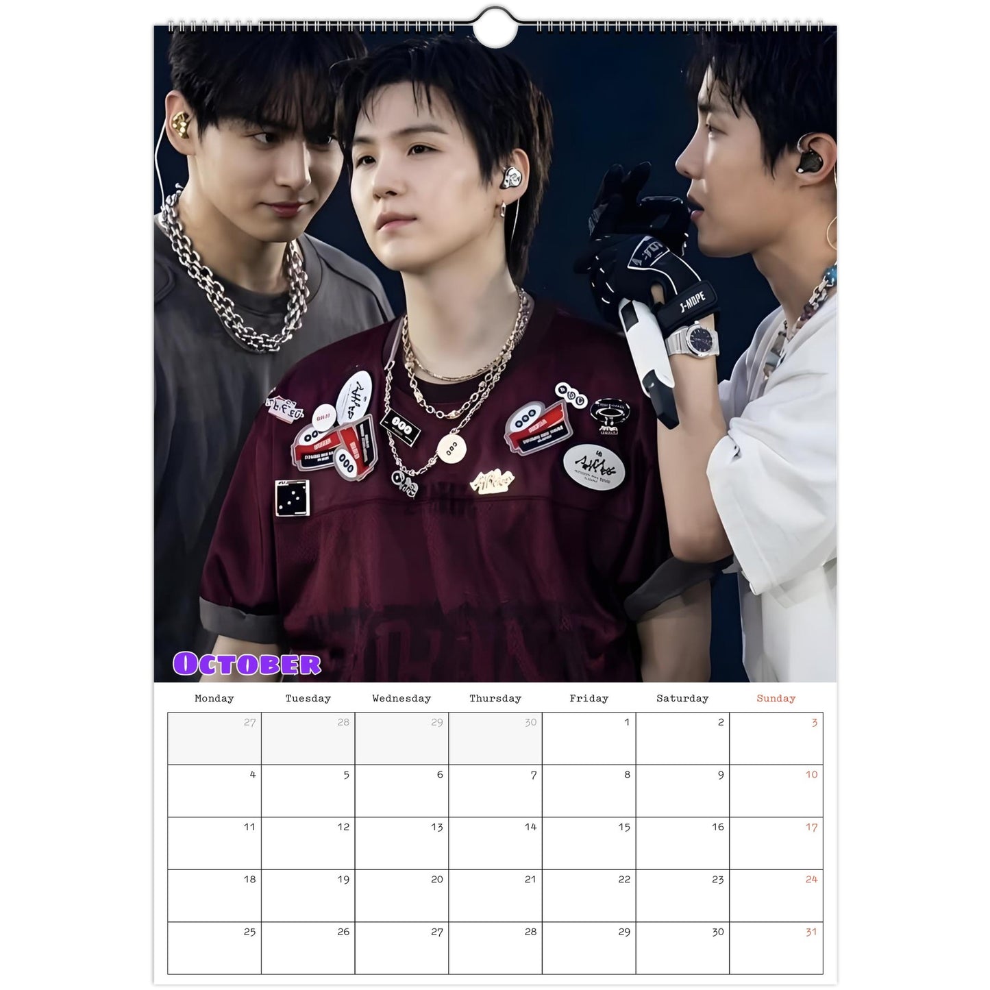 BTS SUGA Calendar October page