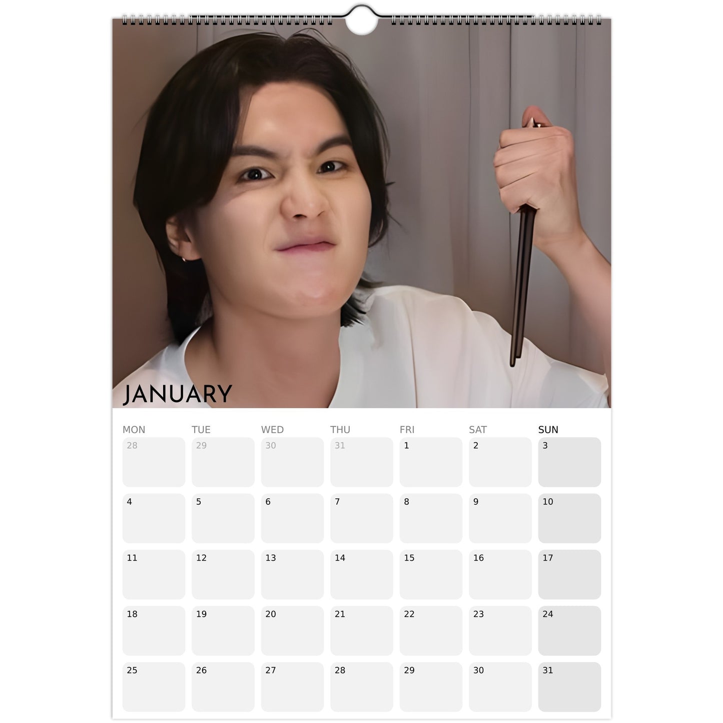 BTS Suga Yoongi 2026 A3 boyfriend style calendar January