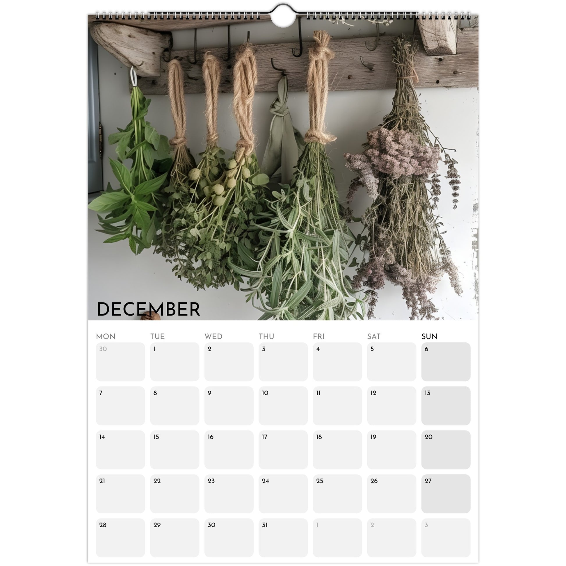Dreams of Simplicity 2026 A3 wall calendar December