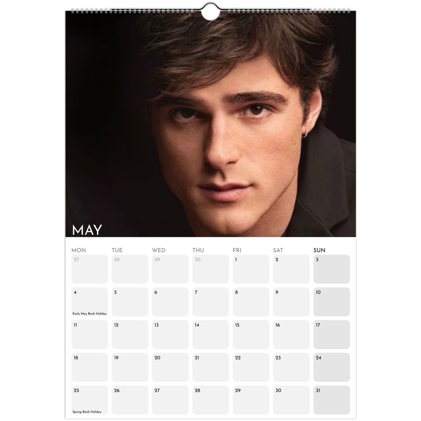 Jacob Elordi 2026 A3 wall calendar May