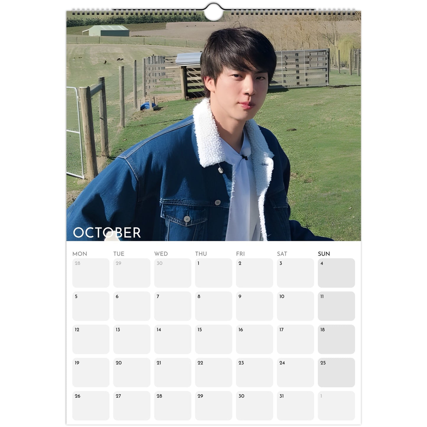 BTS Jin Kim Seok‑jin 2026 A3 boyfriend style calendar October