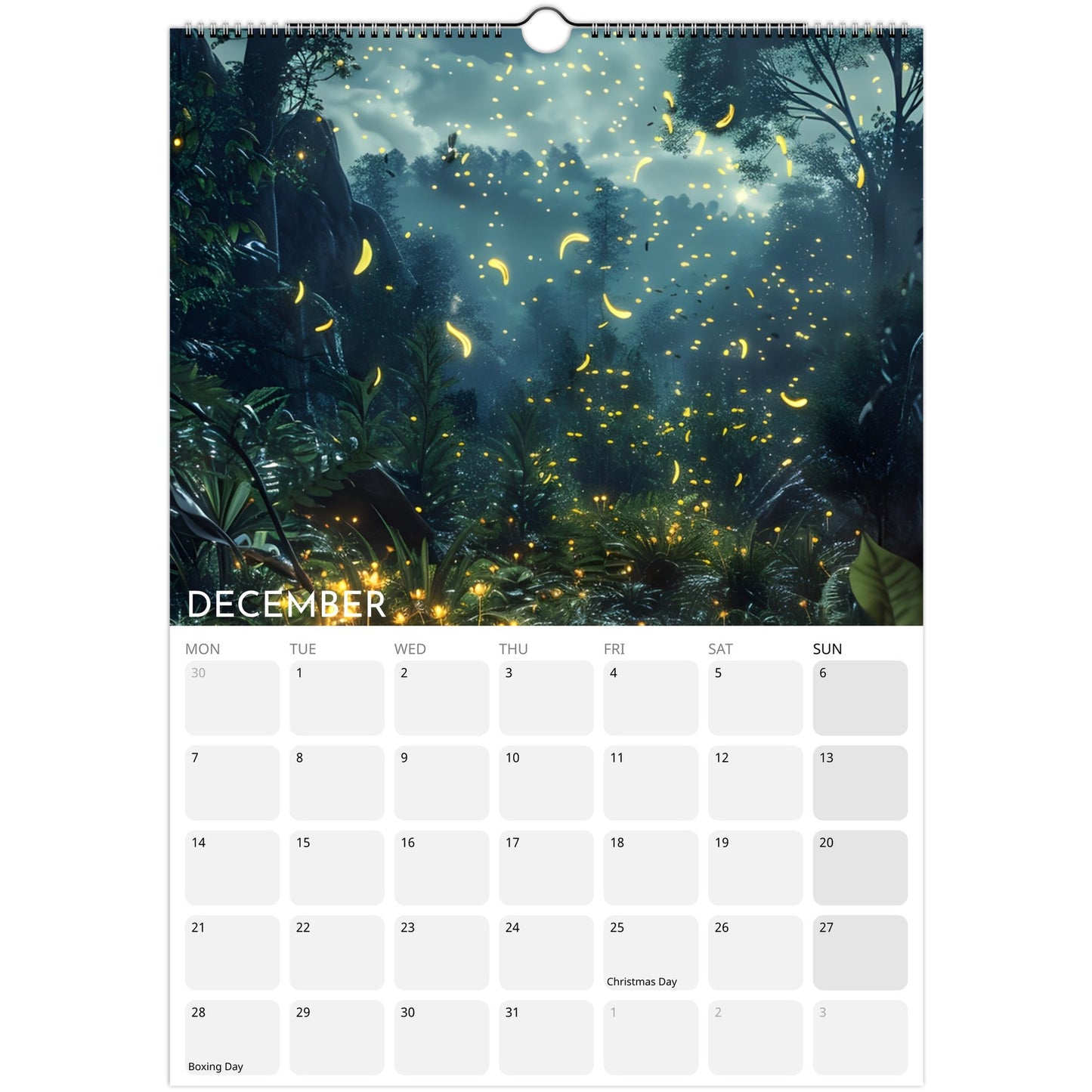 Enchanted Forest 2026 A3 wall calendar December