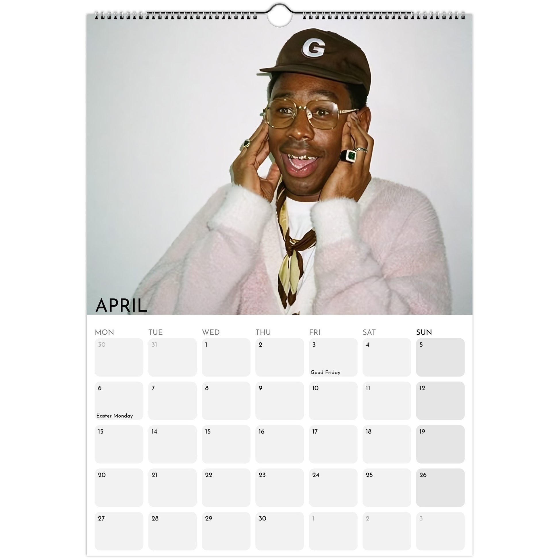 Tyler, The Creator 2026 A3 wall calendar April