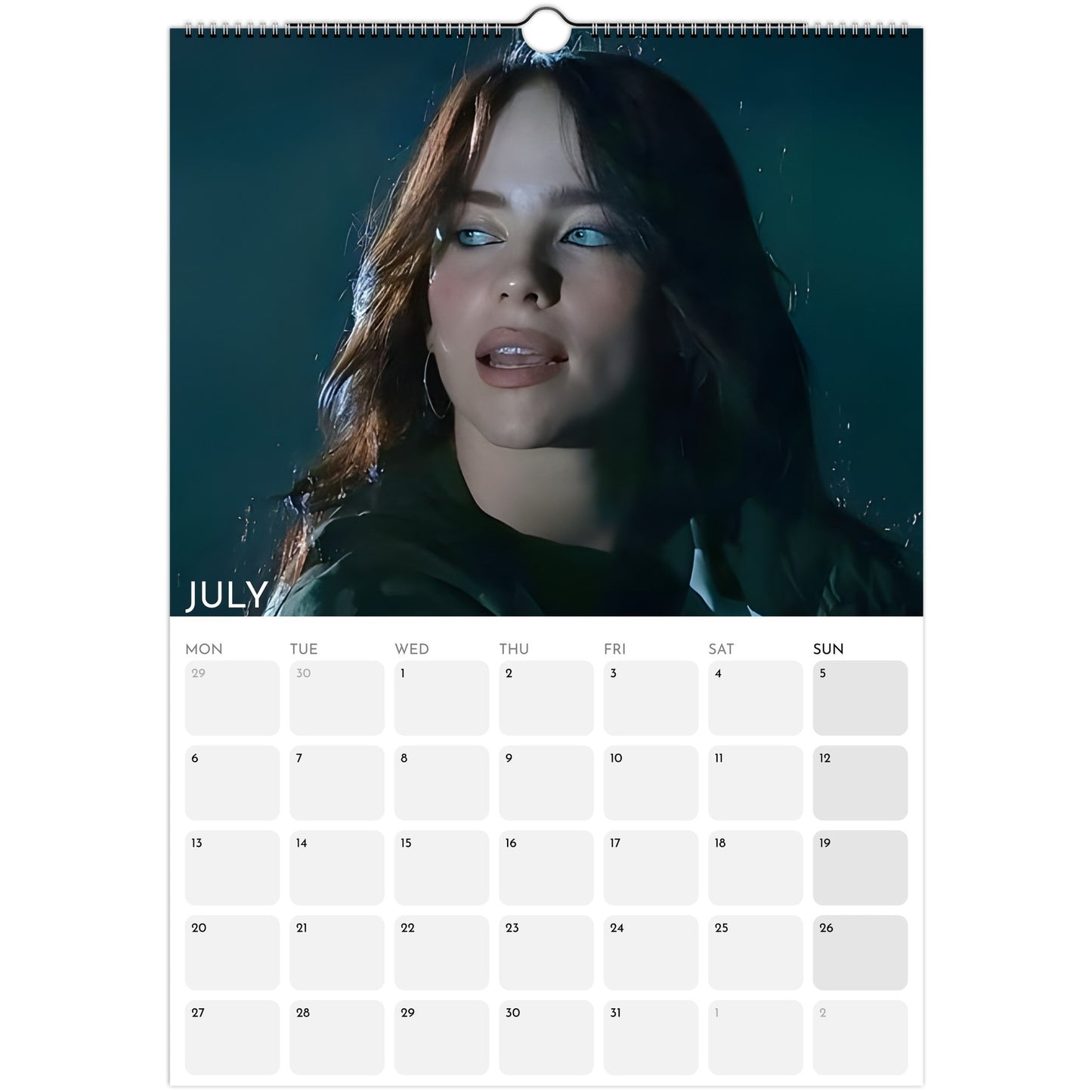 Billie Eilish 2026 A3 wall calendar July