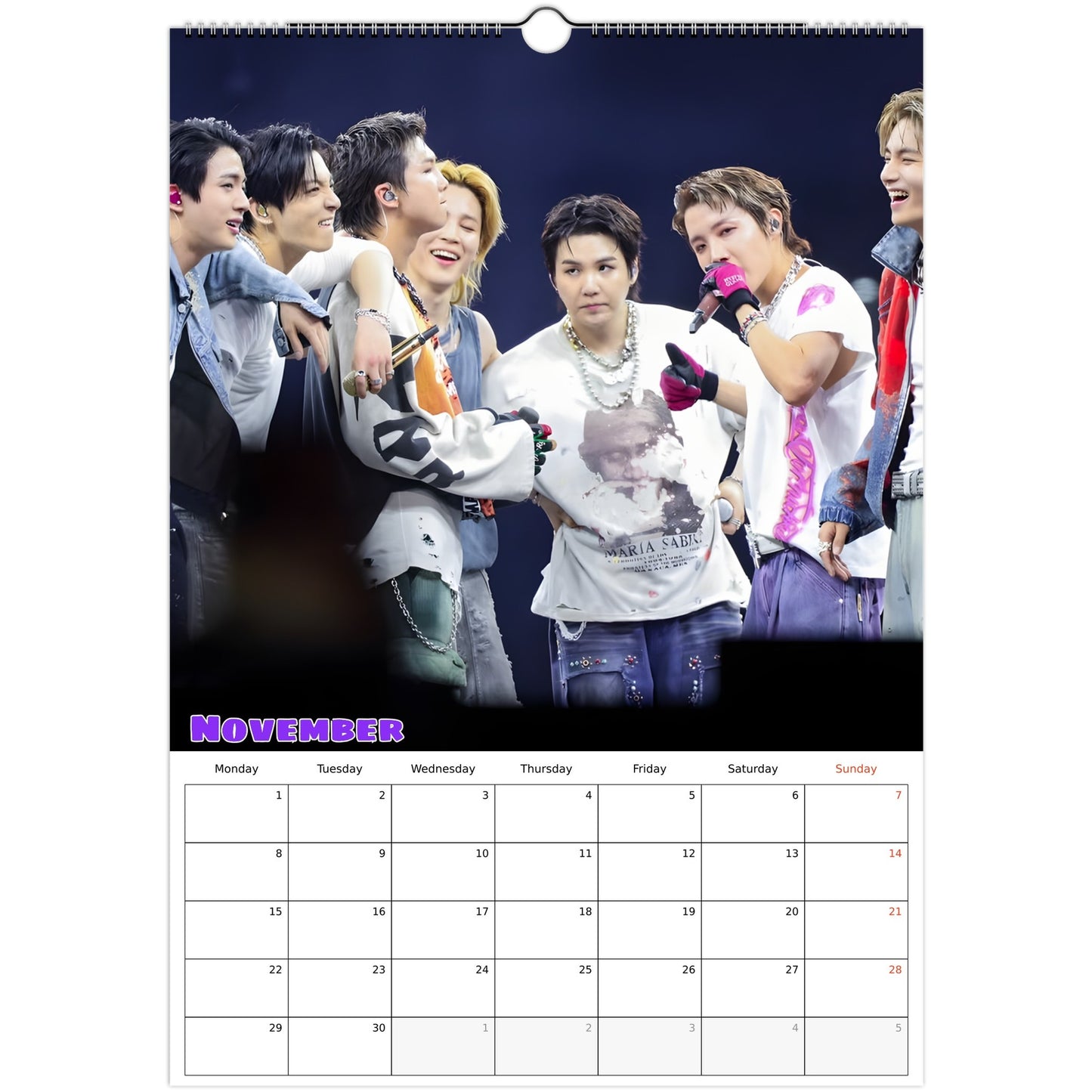 BTS  Calendar 2027 November page