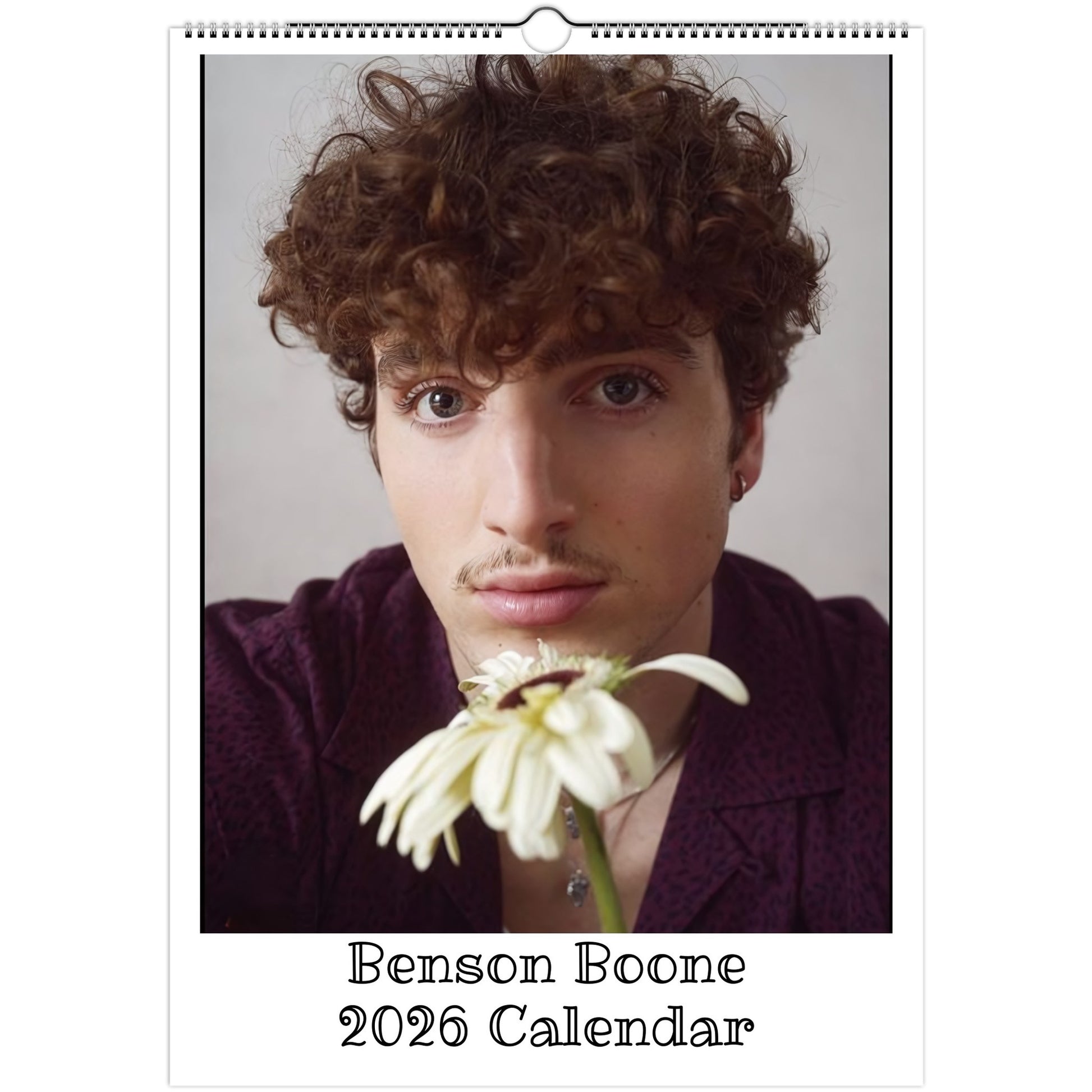 Benson Boone Front Cover 2026 calendar page