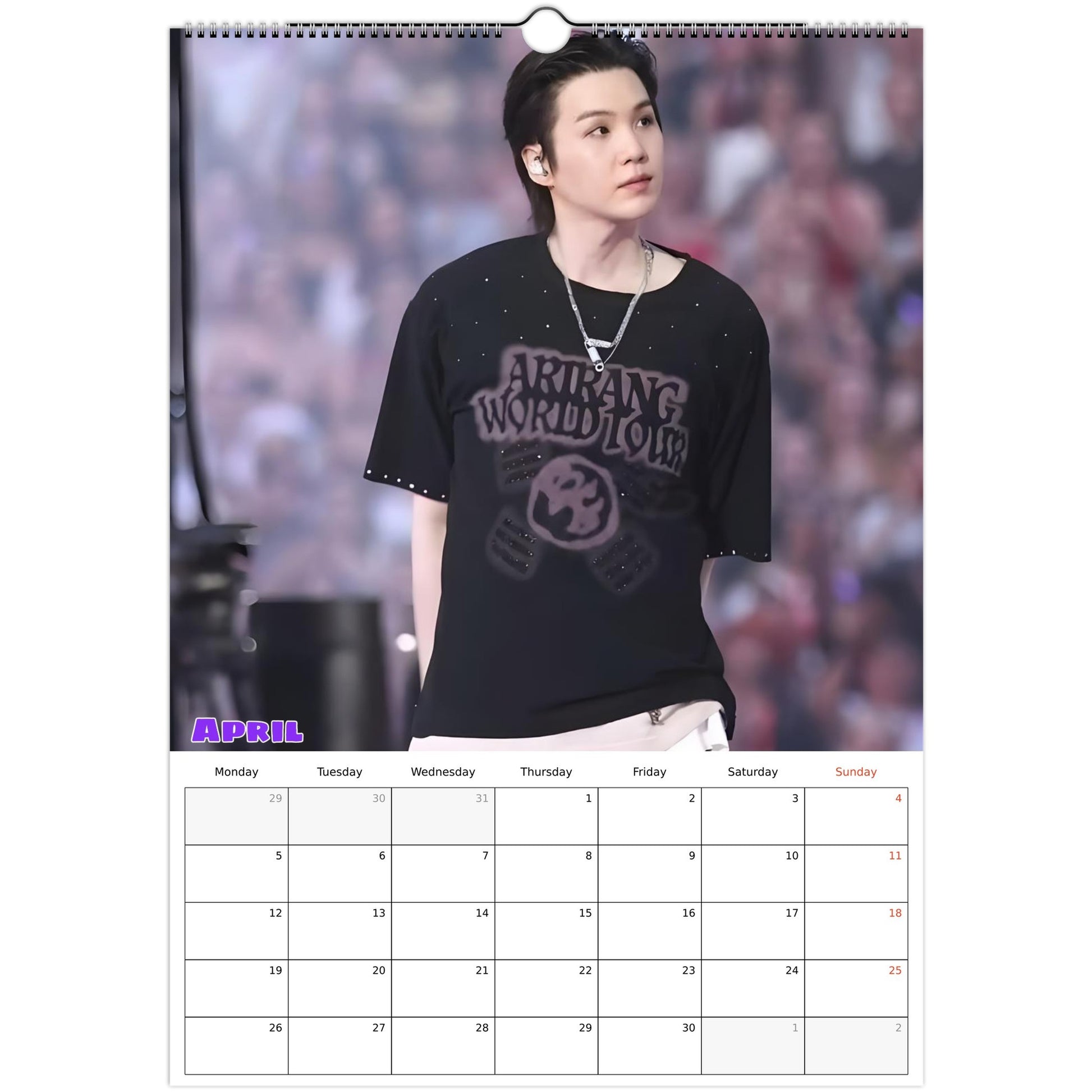 BTS SUGA Calendar April page