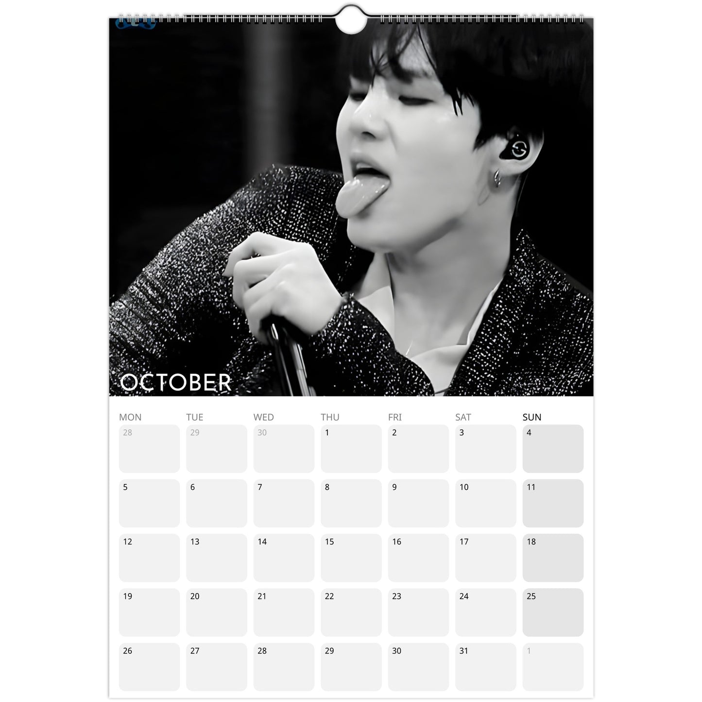 BTS Suga Yoongi Tongue Celebration 2026 A3 calendar October