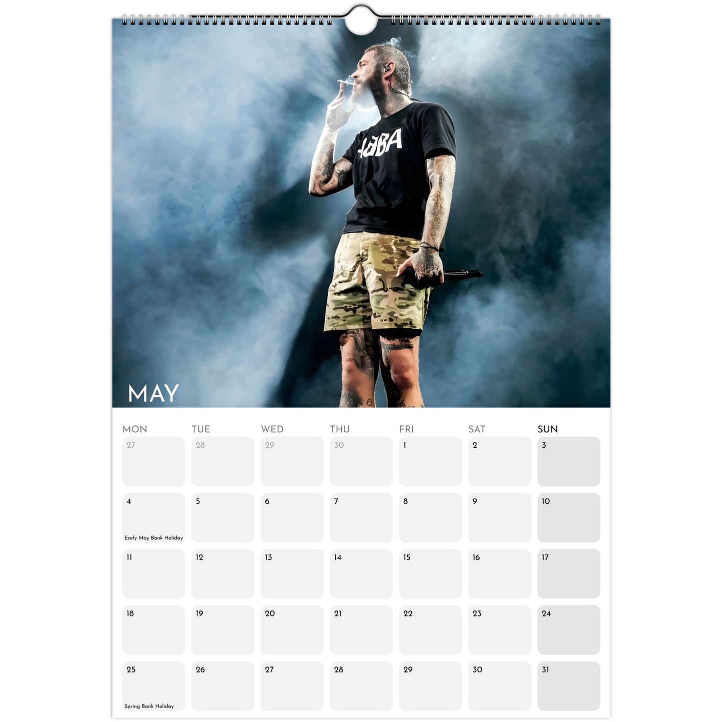 Post Malone 2026 A3 wall calendar May
