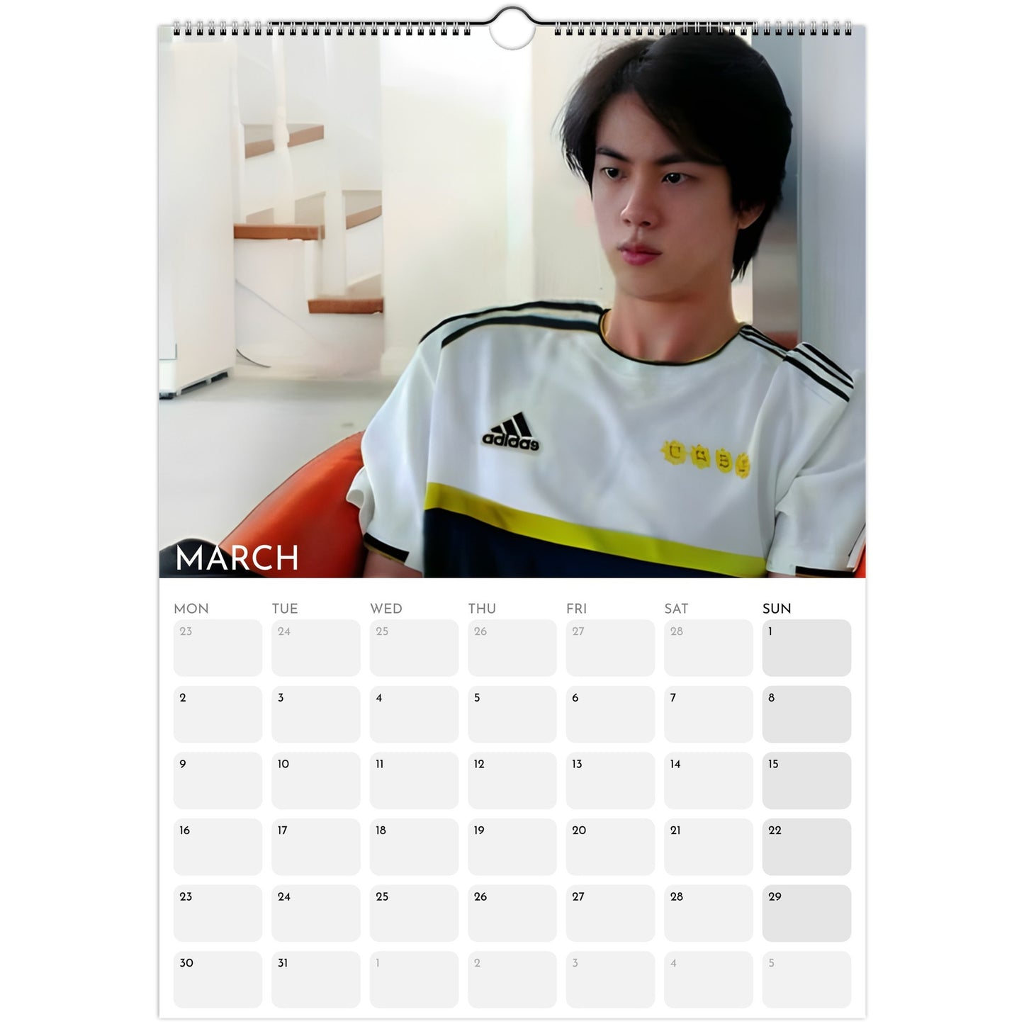 BTS Jin Kim Seok‑jin 2026 A3 boyfriend style calendar March