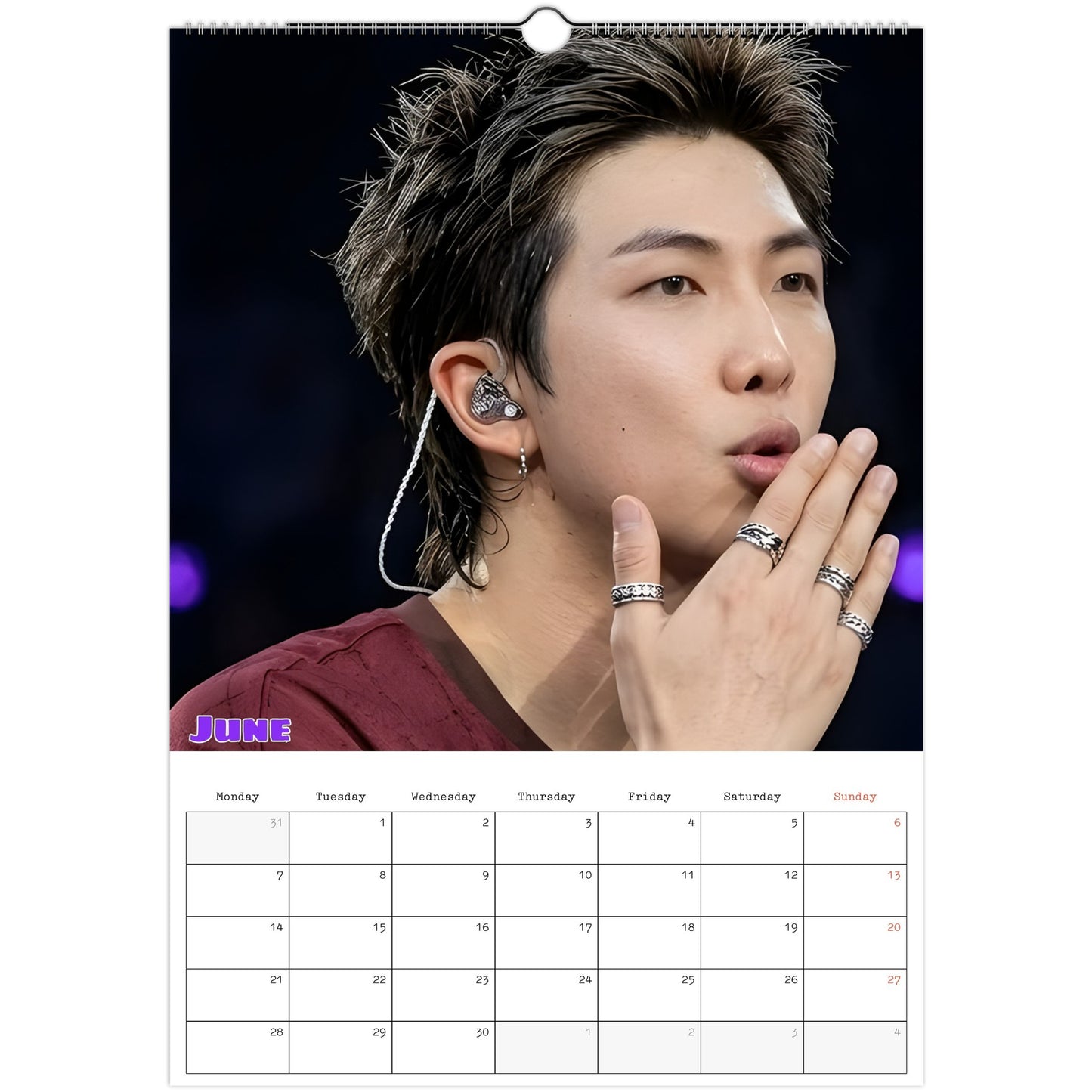 BTS RM Calendar 2027 June page