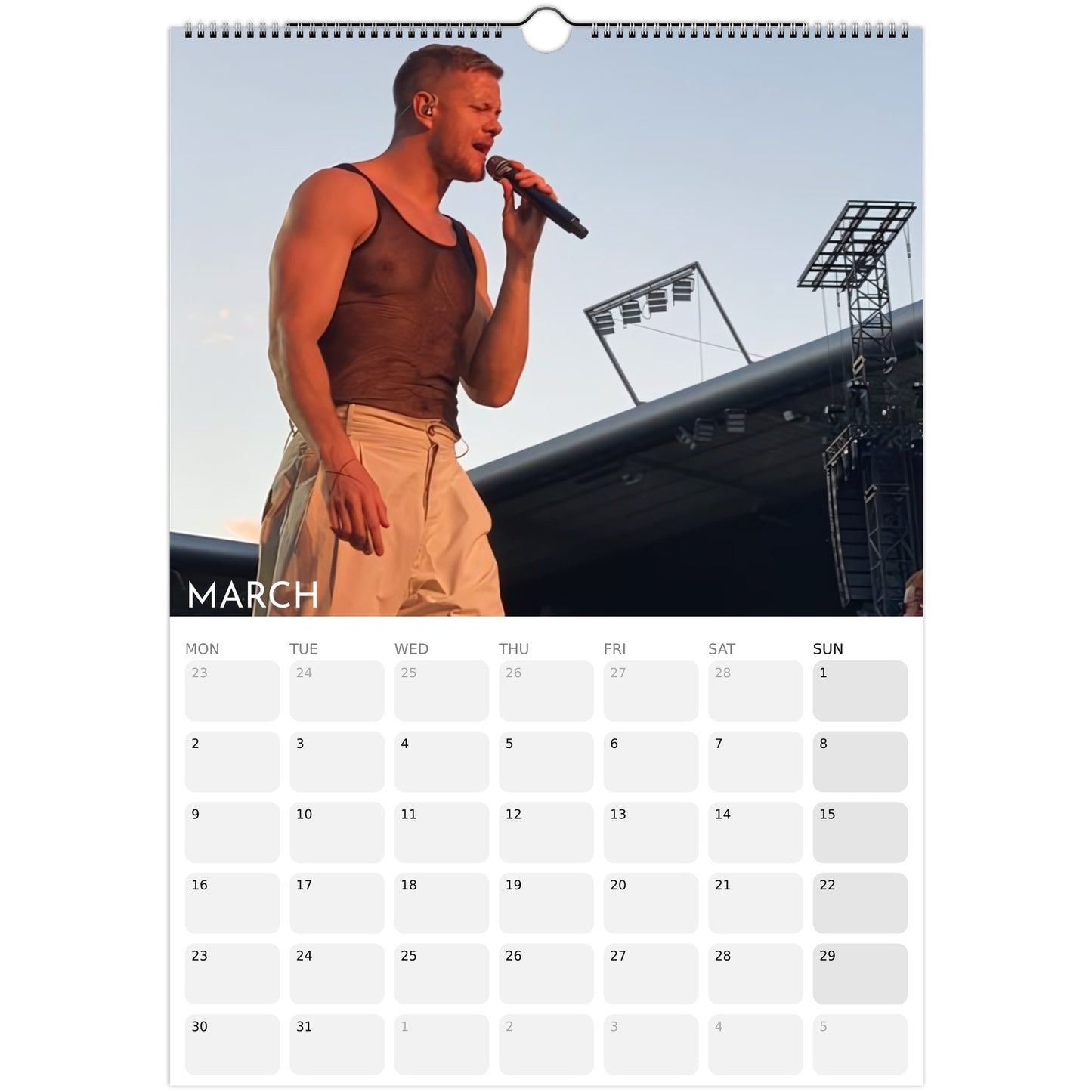 Imagine Dragons 2026 A3 wall calendar March